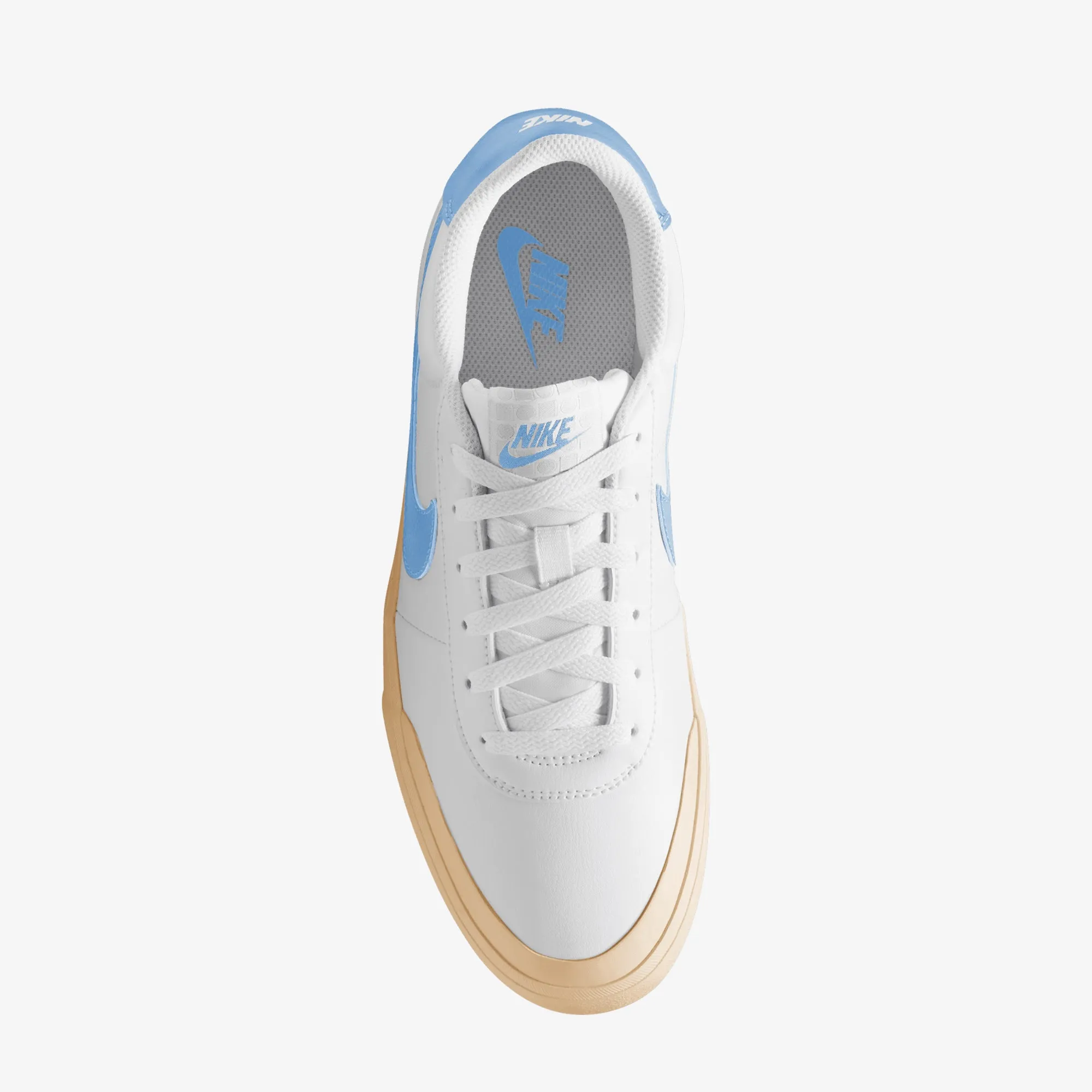 Customizable Fit Mechanism Foot Control Nike | COURT SHOT { WHITE/PSYCHIC BLUE-GUM YELLOW