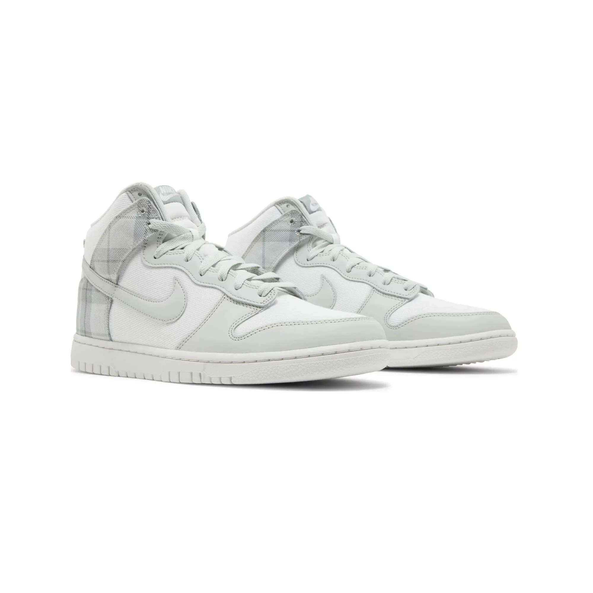 Nike Dunk High SE 'Tartan Plaid White Light Green' (2023) Bendable Heel Counter Slip-resistant fit