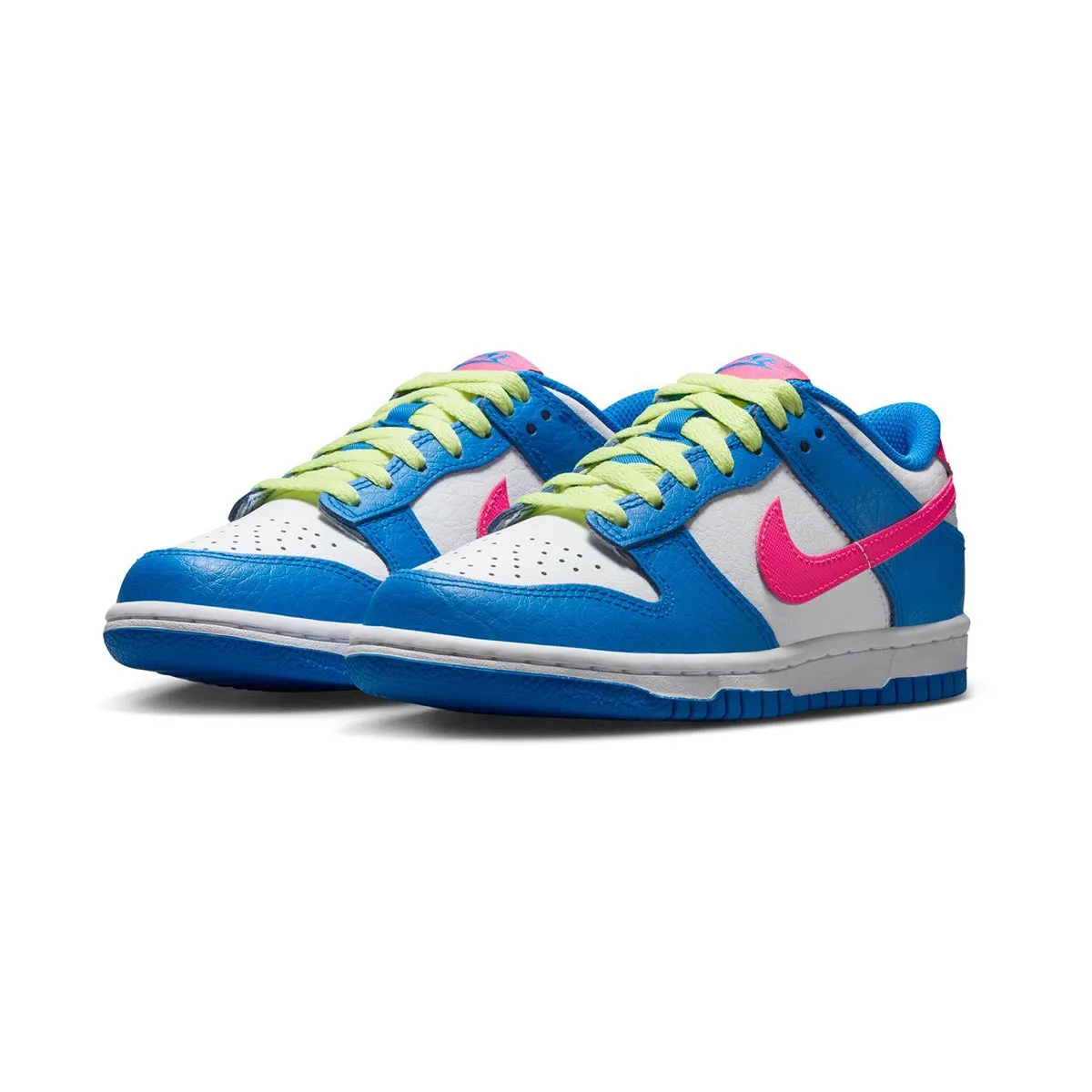Compression Fit Nike Dunk Low 'Blue White Light Lemon Twist Hyper Pink' Big Kids' Shoes