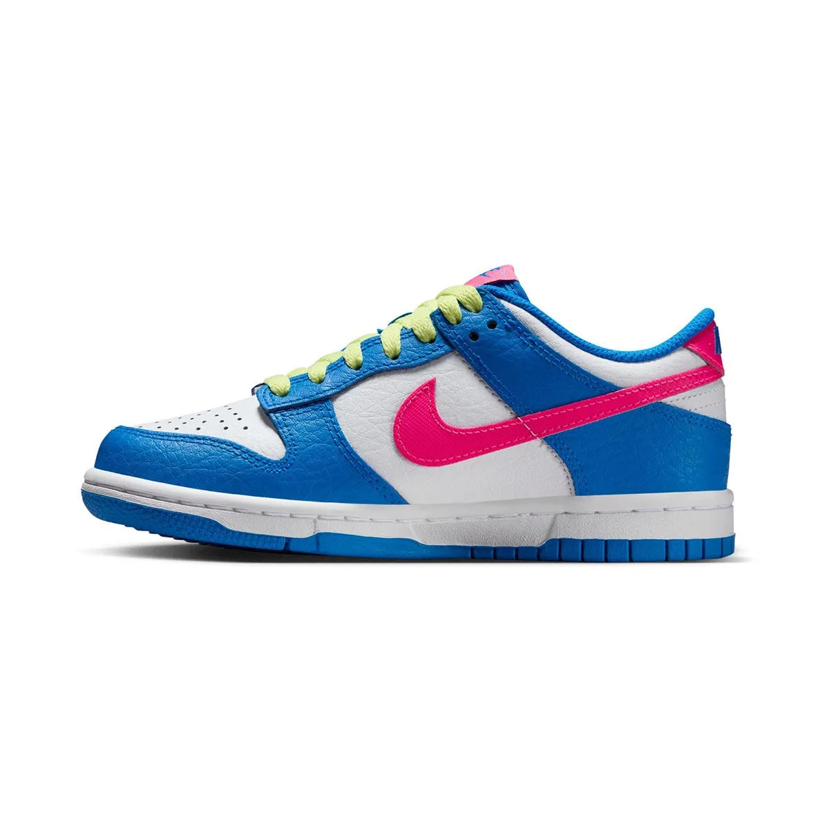 Nike Dunk Low 'Blue White Light Lemon Twist Hyper Pink' Big Kids' Shoes Comfortable Straps Micro Grip Tread Pattern