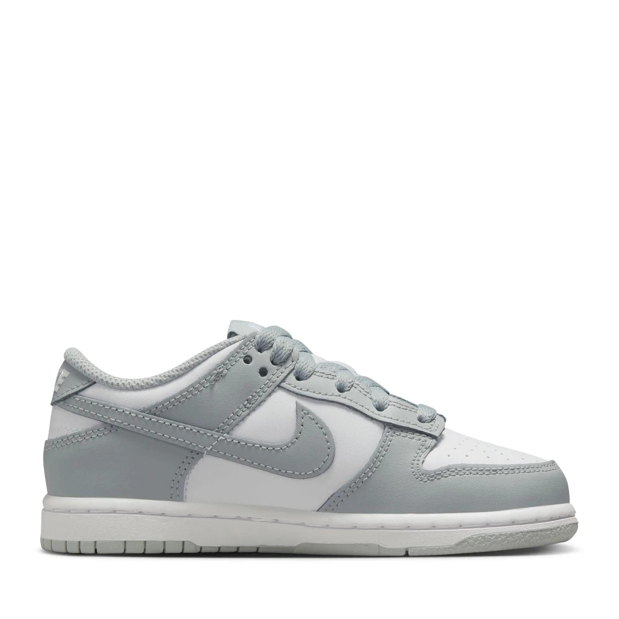 Nike Dunk Low (PS) - White/Light Smoke Grey Snug Heel Lock Fit