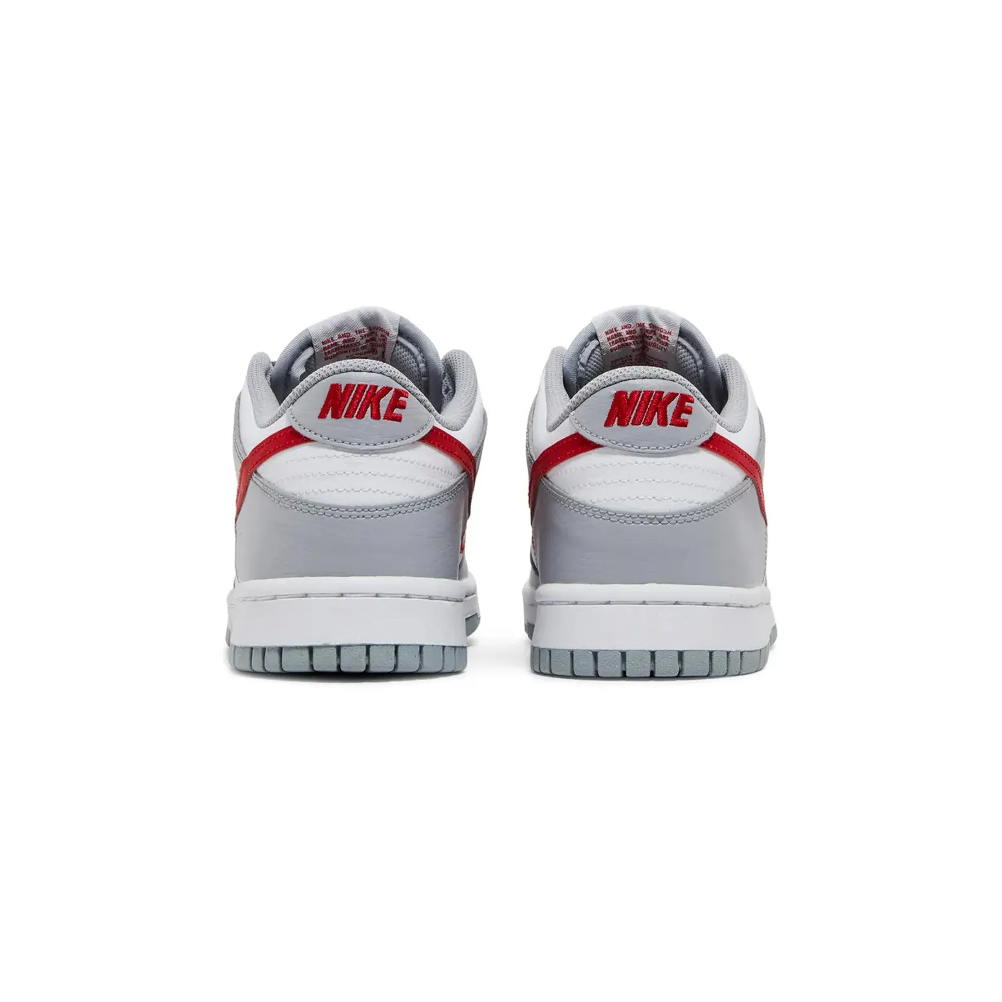 Nike Dunk Low 'White Grey Red' GS (2022) Streamlined materials Microfiber Overlays