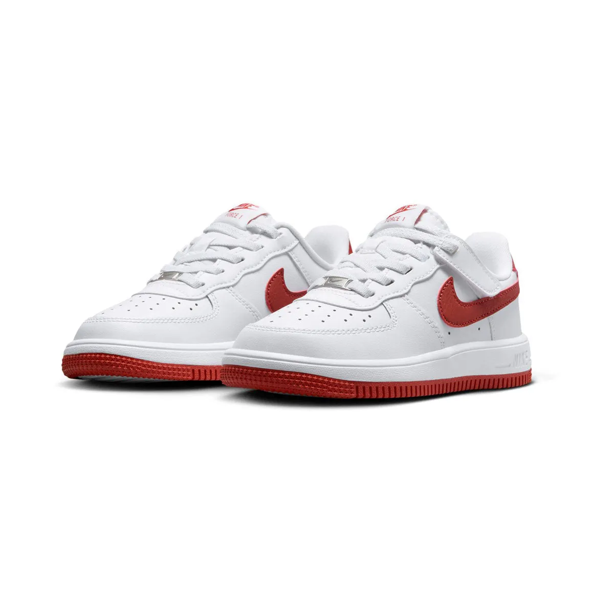 Nike Force 1 Low EasyOn 'White Dragon Red' Little Kids' Shoes Motion Contour Ankle Support Design