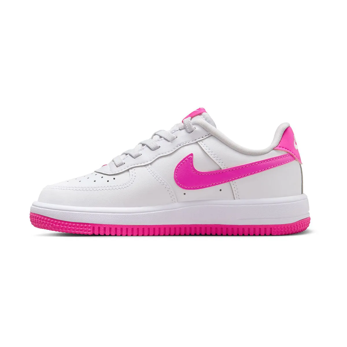 Quick Step Soft Upper Nike Force 1 Low EasyOn 'White Laser Fuchsia' Little Kids' Shoes