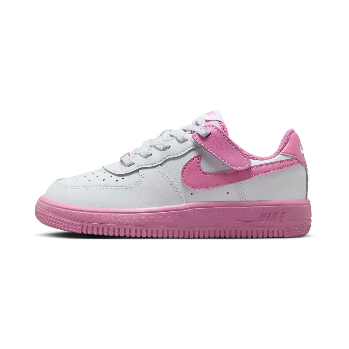 Nike Force 1 Low EasyOn 'White Magic Flamingo' Little Kids' Shoes Travel Lightweight Midsole Geometry