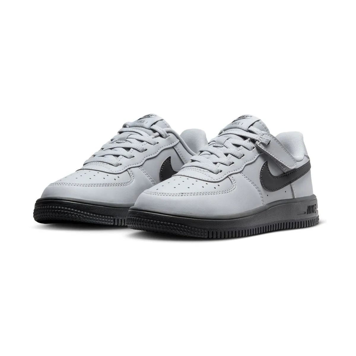 Plush Cushion Stretch Woven Collar Nike Force 1 Low EasyOn 'Wolf Grey' Little Kids' Shoes