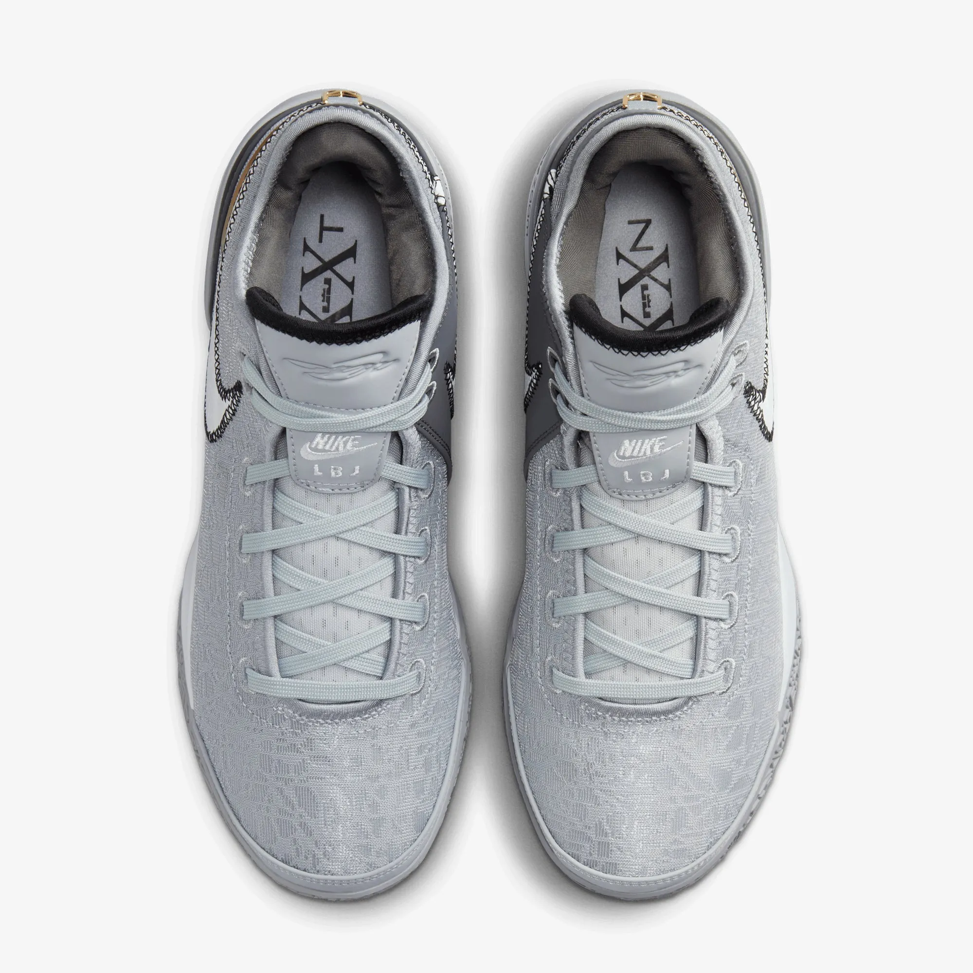 Stacked Cushioning Adjustable lacing NIKE | LEBRON NXXT GEN { WOLF GREY/WHITE-IRON GREY-BLACK
