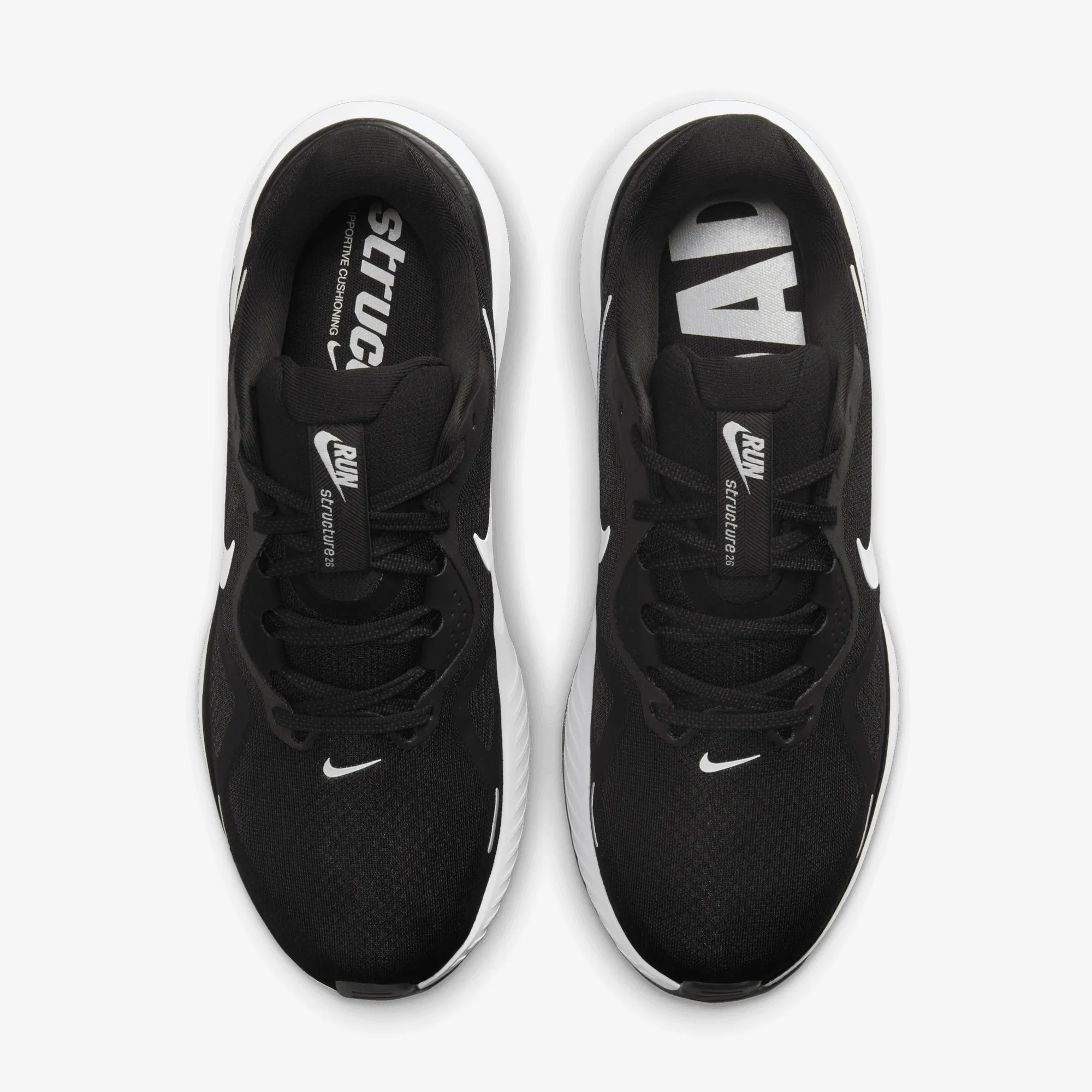 Nike | STRUCTURE 26 { BLACK/WHITE-COOL GREY-METALLIC SILVER Hybrid Cushioning System
