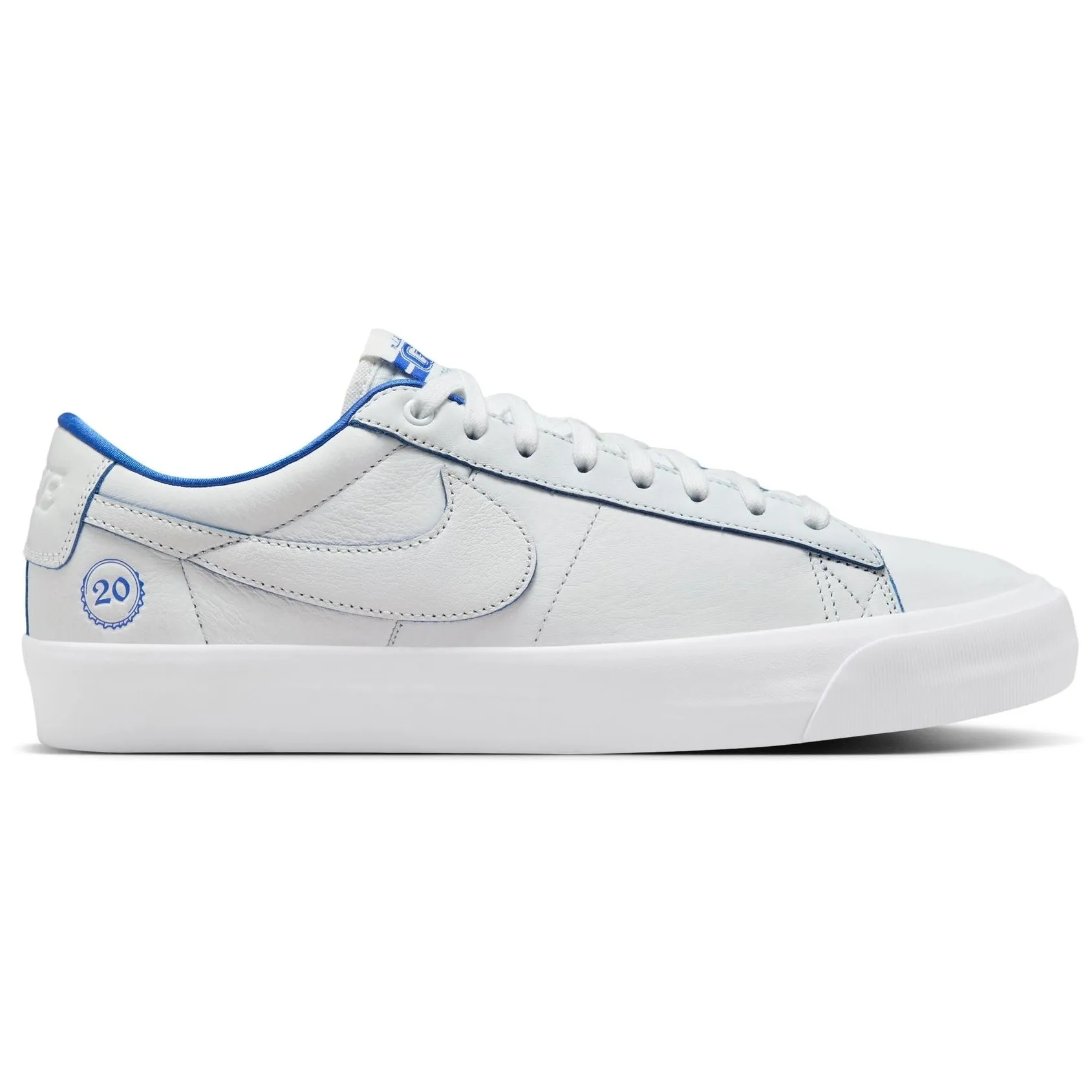 NikeSB GT Blazer Low Pro Premium Summit White/ Game Royal Shoes Lightweight Sole Flex Technology