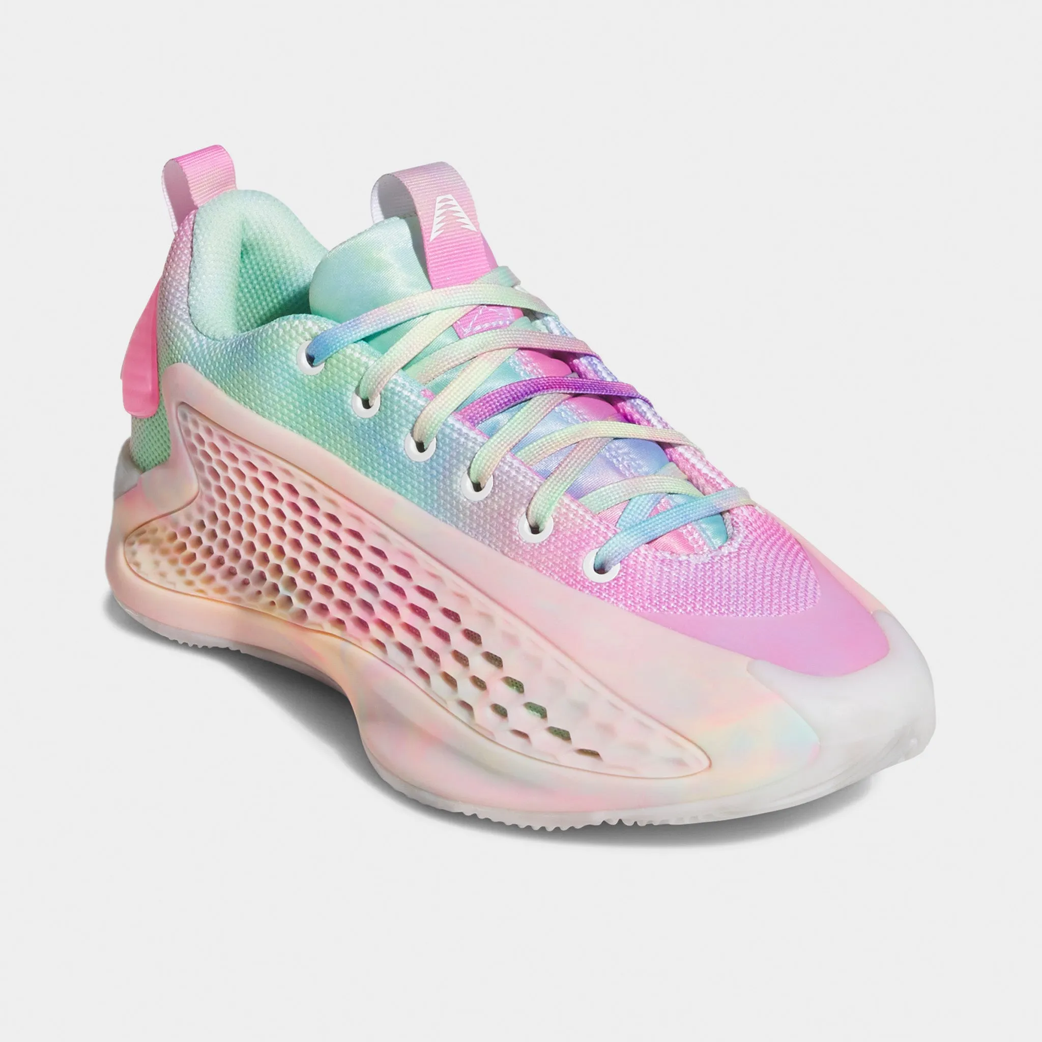 Structured silhouette adidas Juniors' Anthony Edwards 1 Low Pink / Green - White