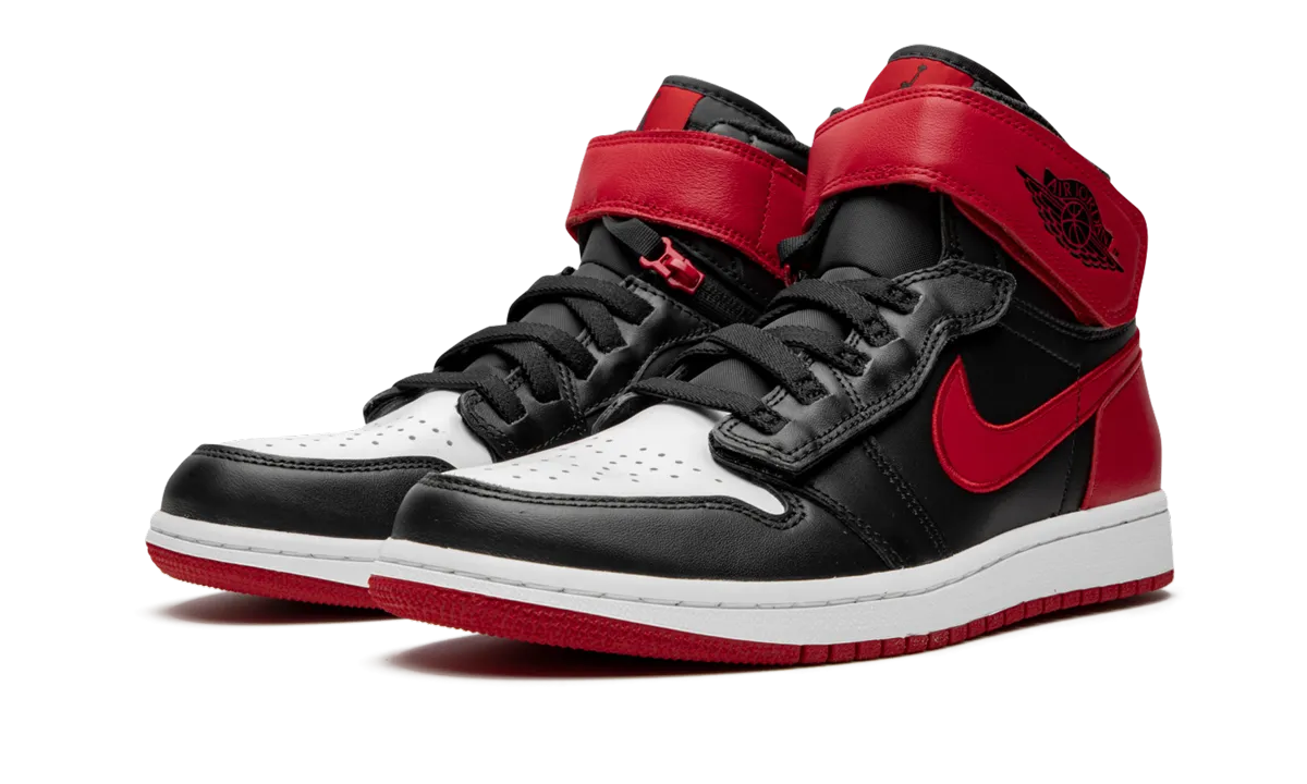 Air Jordan 1 HI Flyease "Bred White Toe" Microperforated Upper Comfortable ankle