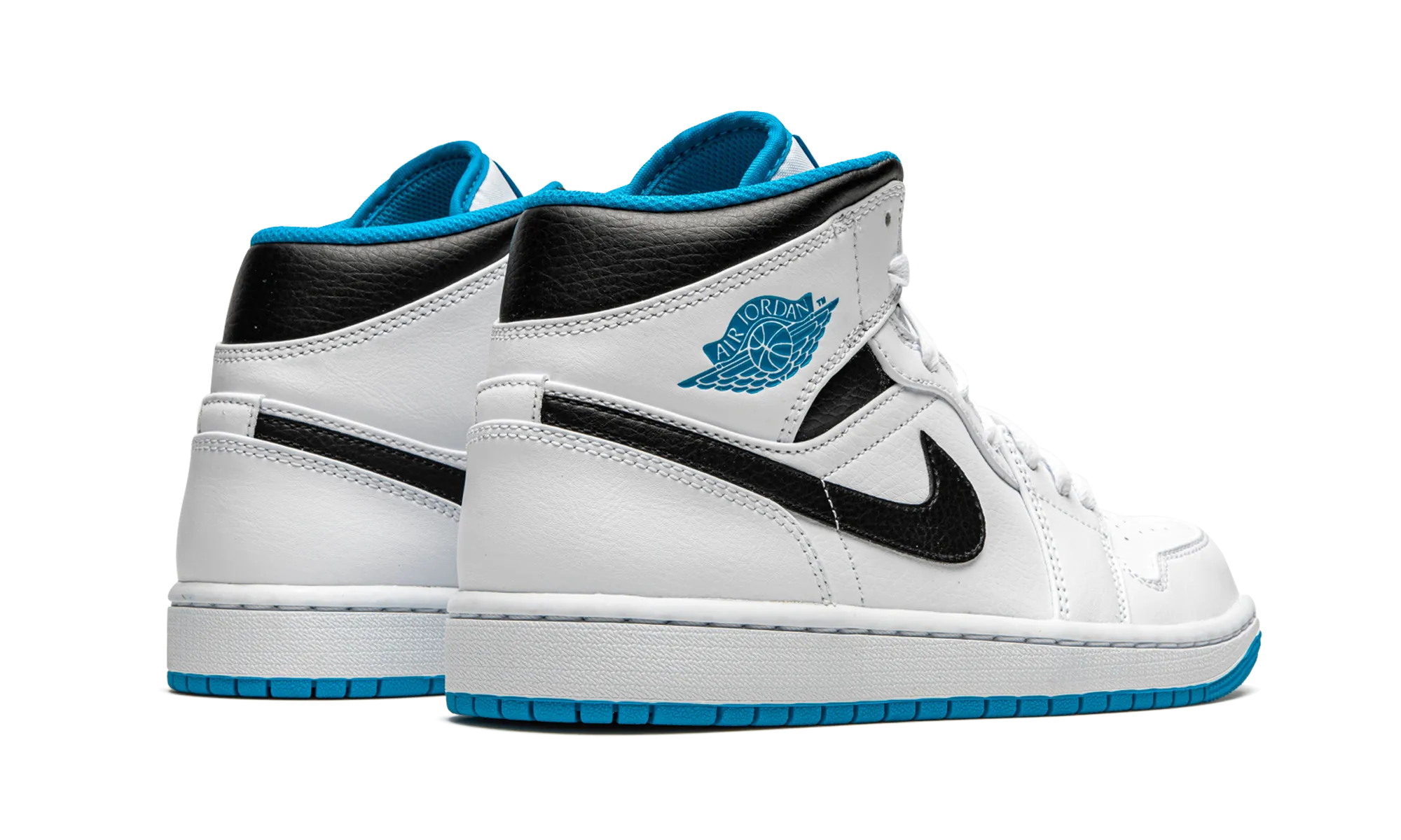 Air Jordan 1 Mid "White / Laser Blue" Signature comfort Reinforced Panels