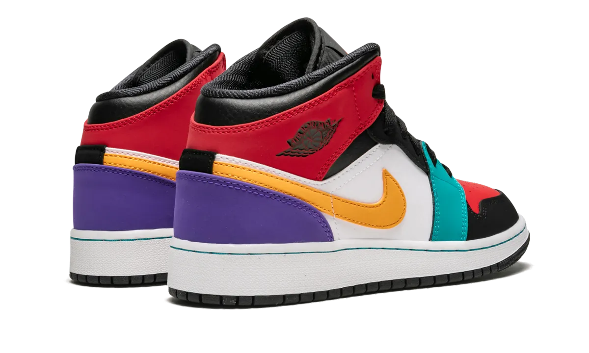 Air Jordan 1 Mid GS "Multicolor" Knit Fabric Construction Fast Step