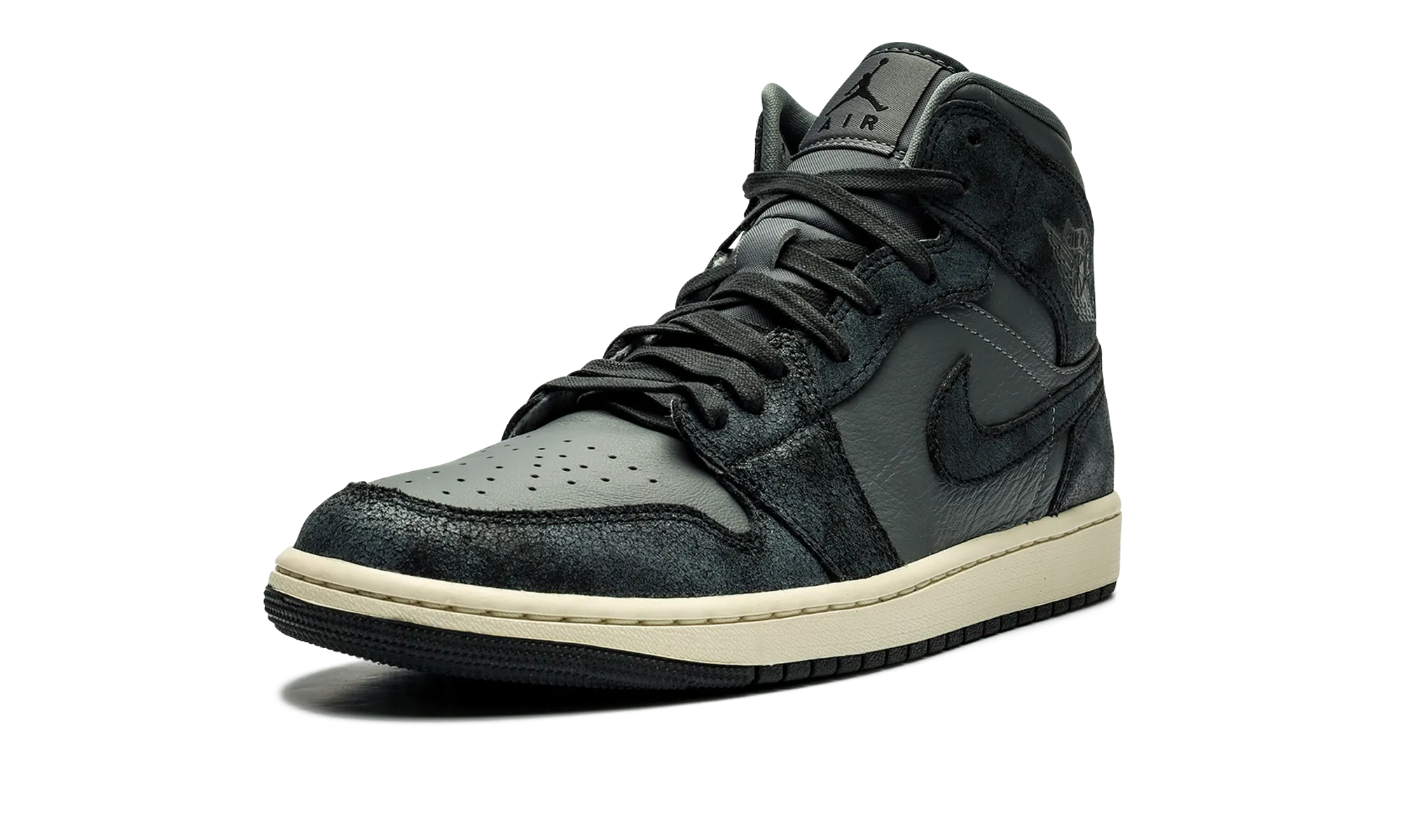 AIR JORDAN 1 MID WMNS "DISTRESSED SMOKE GREY" Mesh Upper