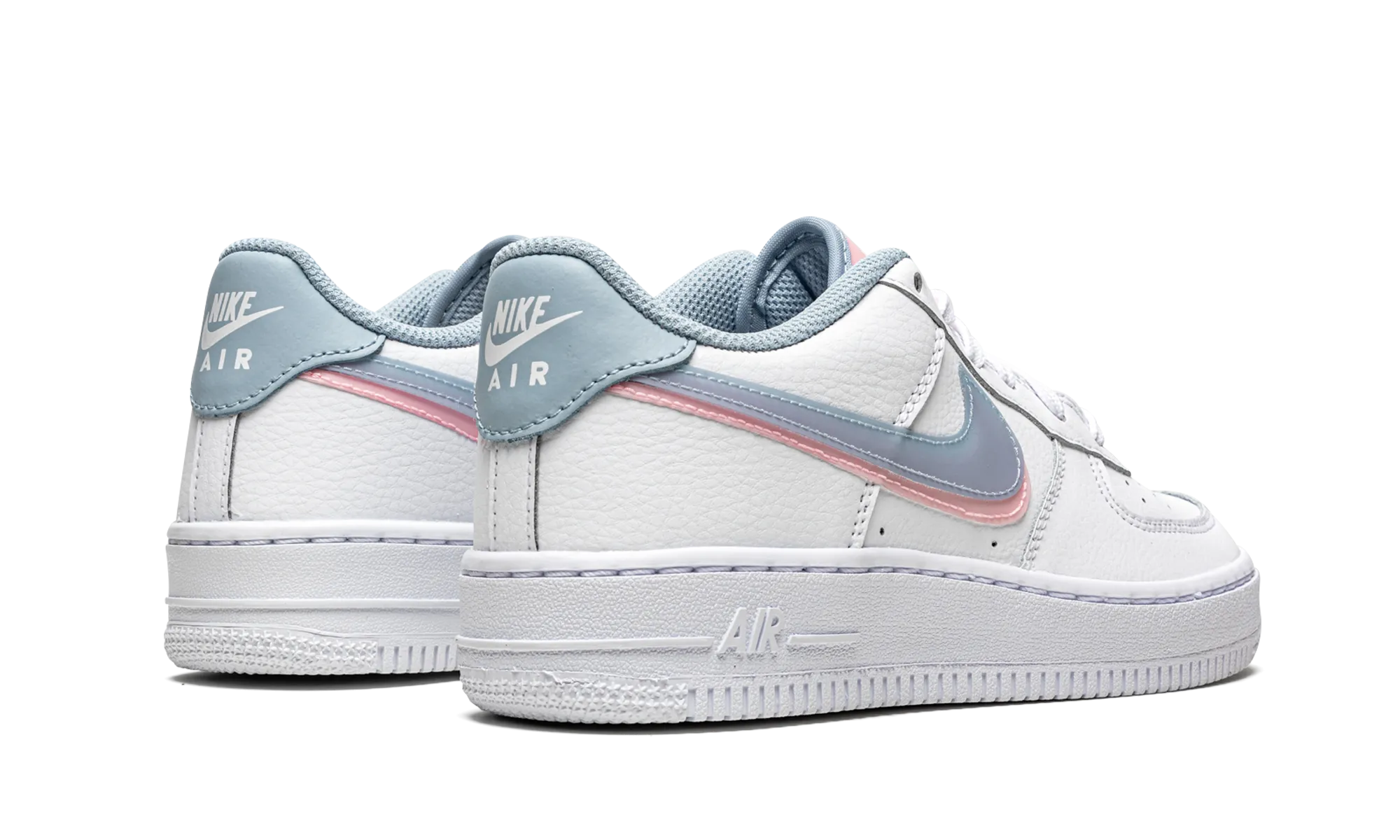 Air Force 1 LV8 GS "Double Swoosh - White / Blue / Pink" Elite comfort Sturdy Outsole