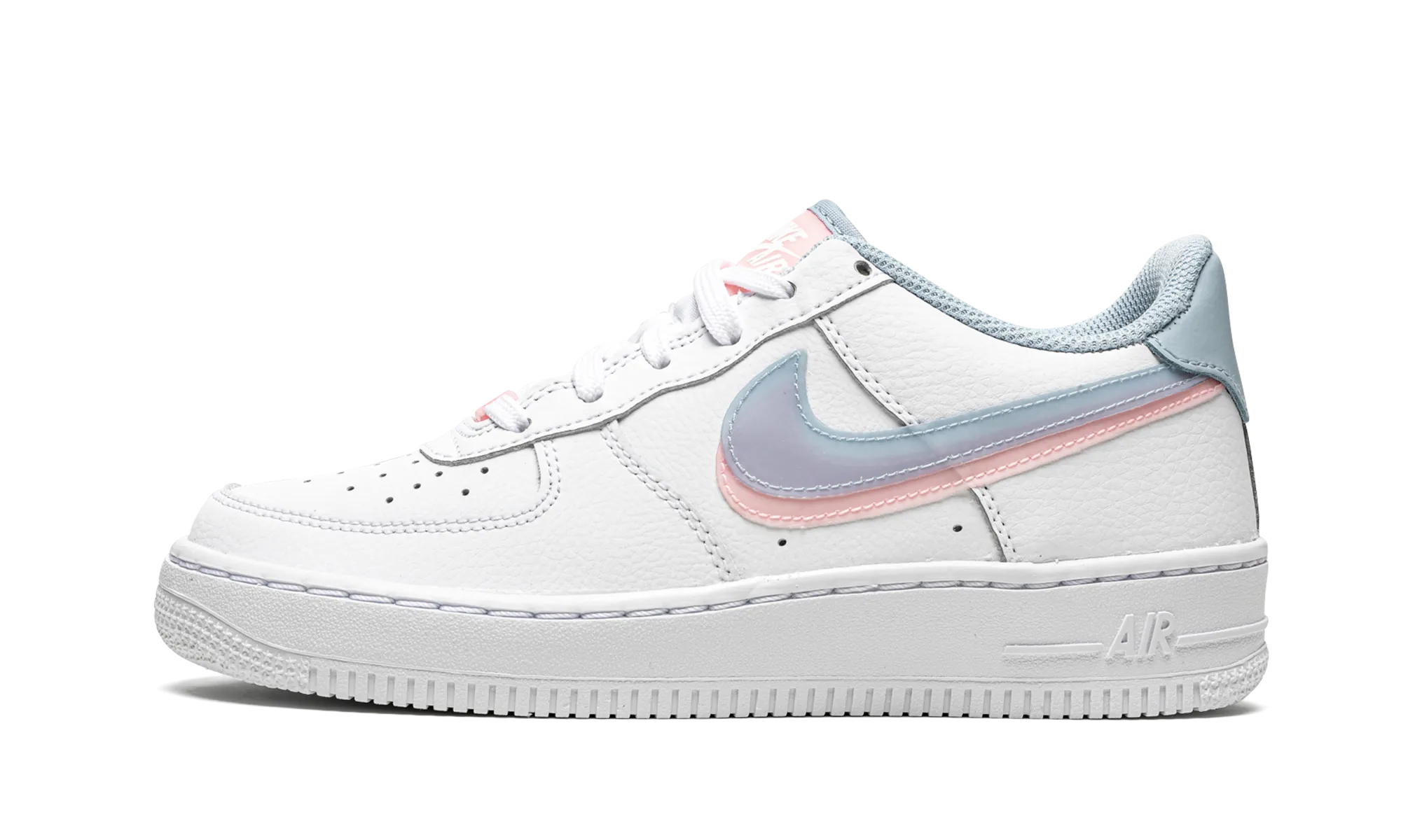 Board Support Fit Flexible Uppers Air Force 1 LV8 GS "Double Swoosh - White / Blue / Pink"