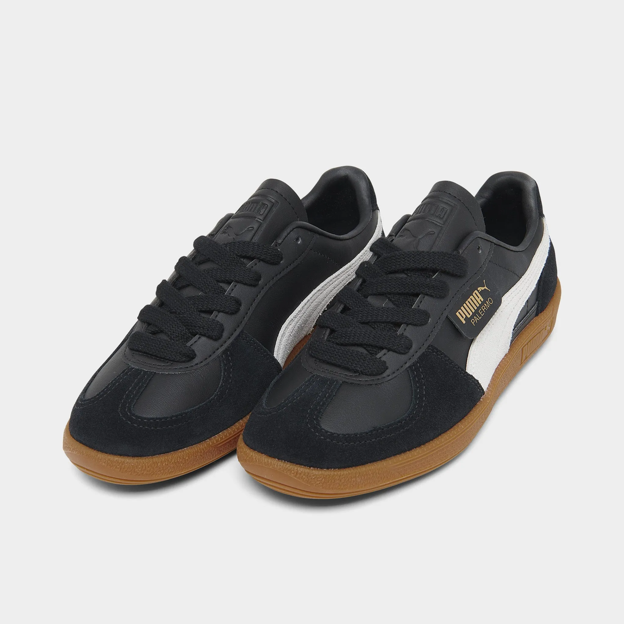 PUMA Women's Palermo Leather Black / Feather Gray - Gum Low key style Mules style