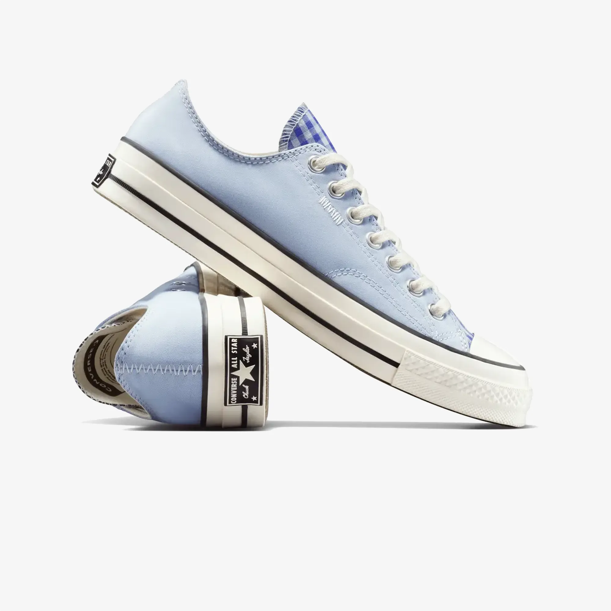Designer Sneakers Converse | UPCYCLE CHUCK 70 CHAMBRAY & GINGHAM { BLUE