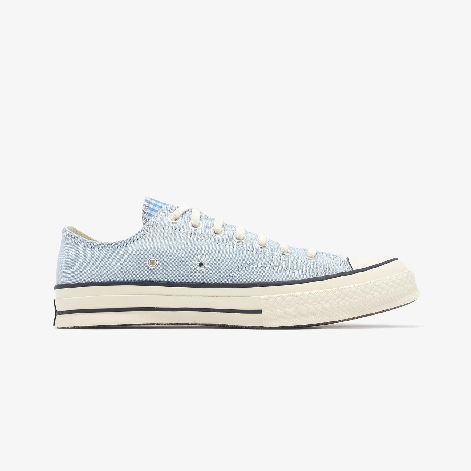 CushionedMidsole Pure Comfort Converse | UPCYCLE CHUCK 70 CHAMBRAY & GINGHAM { BLUE