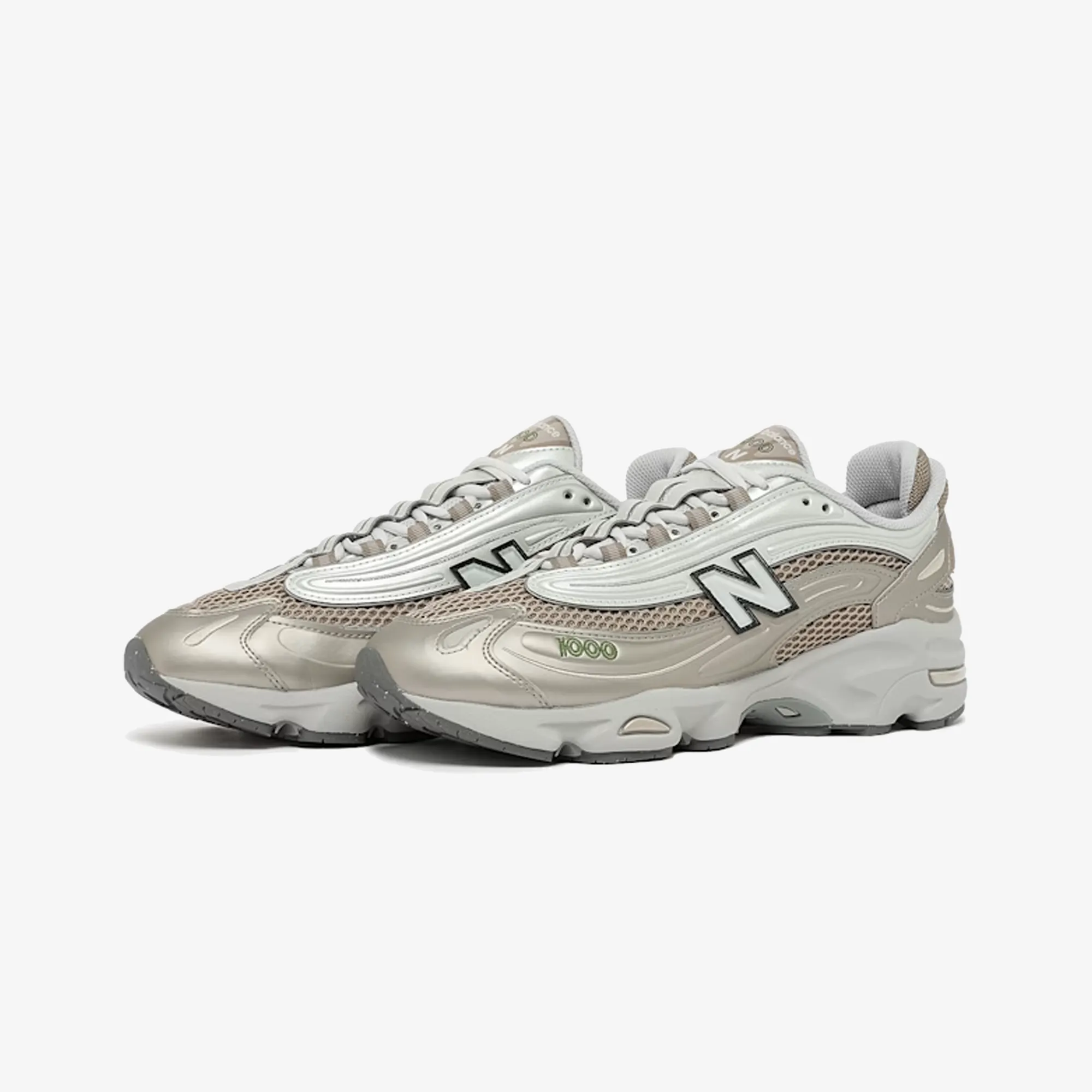 New Balance | 1000 { ARID STONE/LIGHT SILVER METALLIC/GREEN Autumn running style