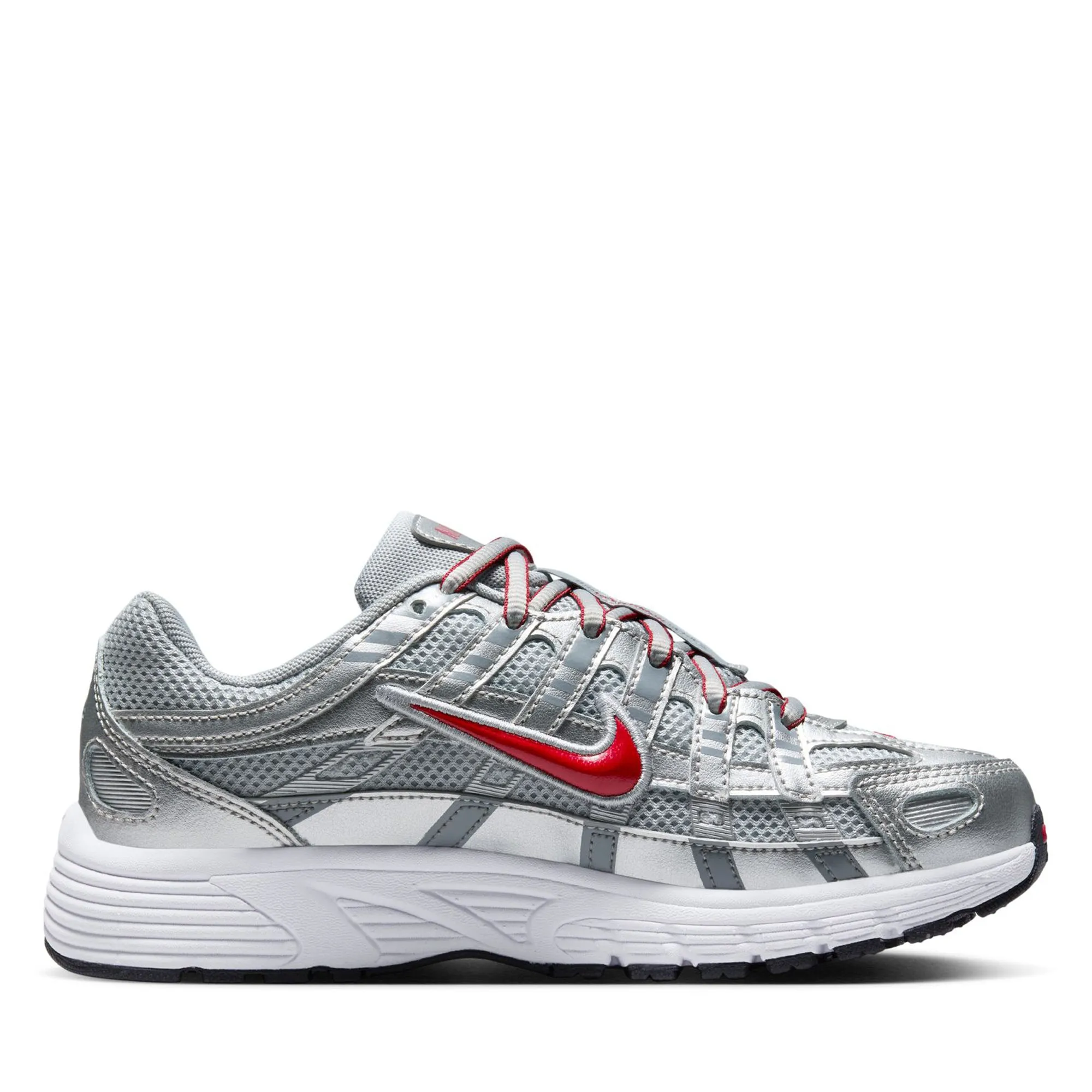 Nike P-6000 (GS) - Metallic Silver/Gym Red Comfort Laces