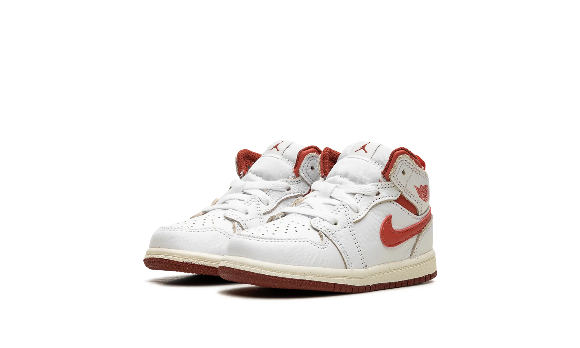 Air Jordan 1 Mid SE TD "White Dune Red" Durable Rubber Compound Foot Relax