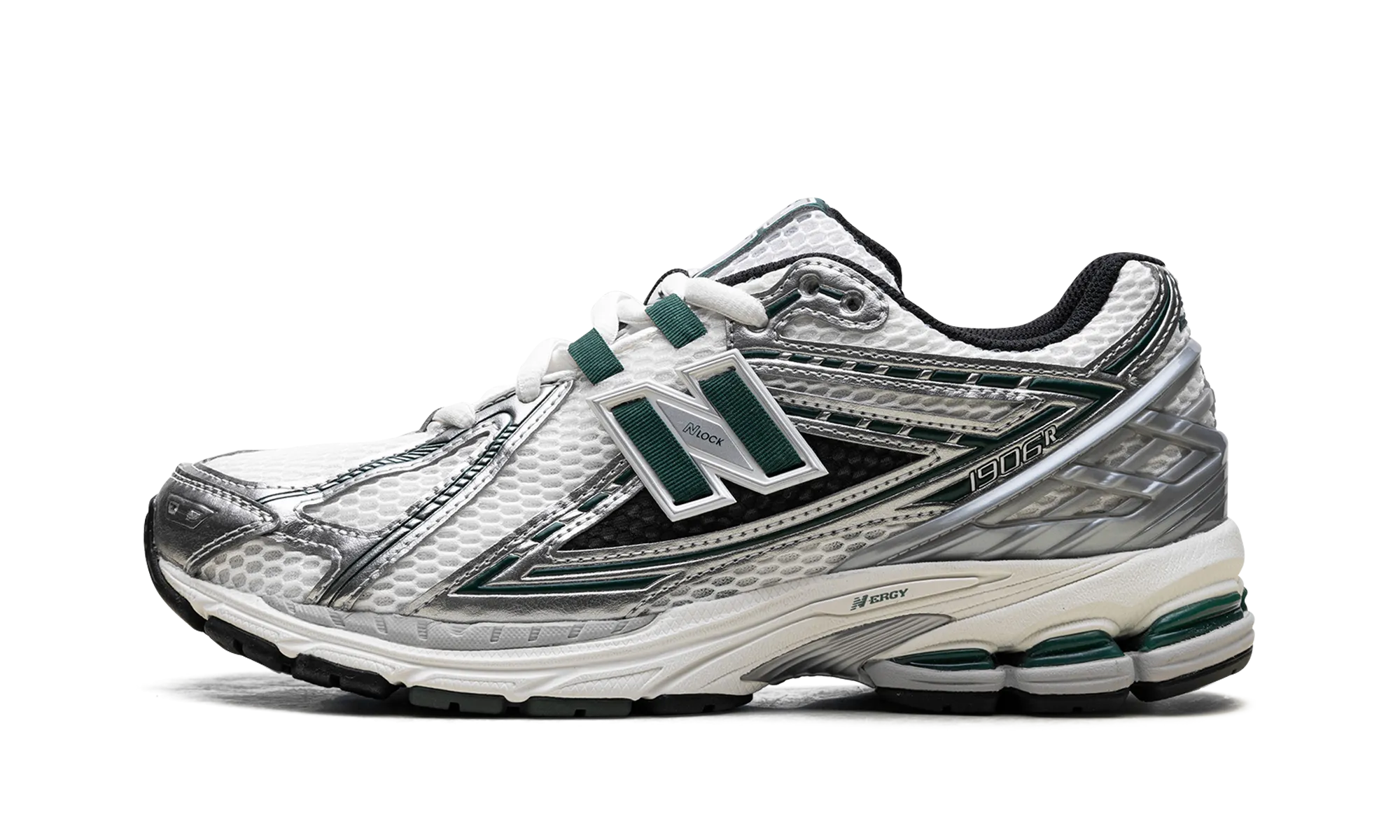stable platform shoes 1906R "Silver Metallic Nightwatch Green"