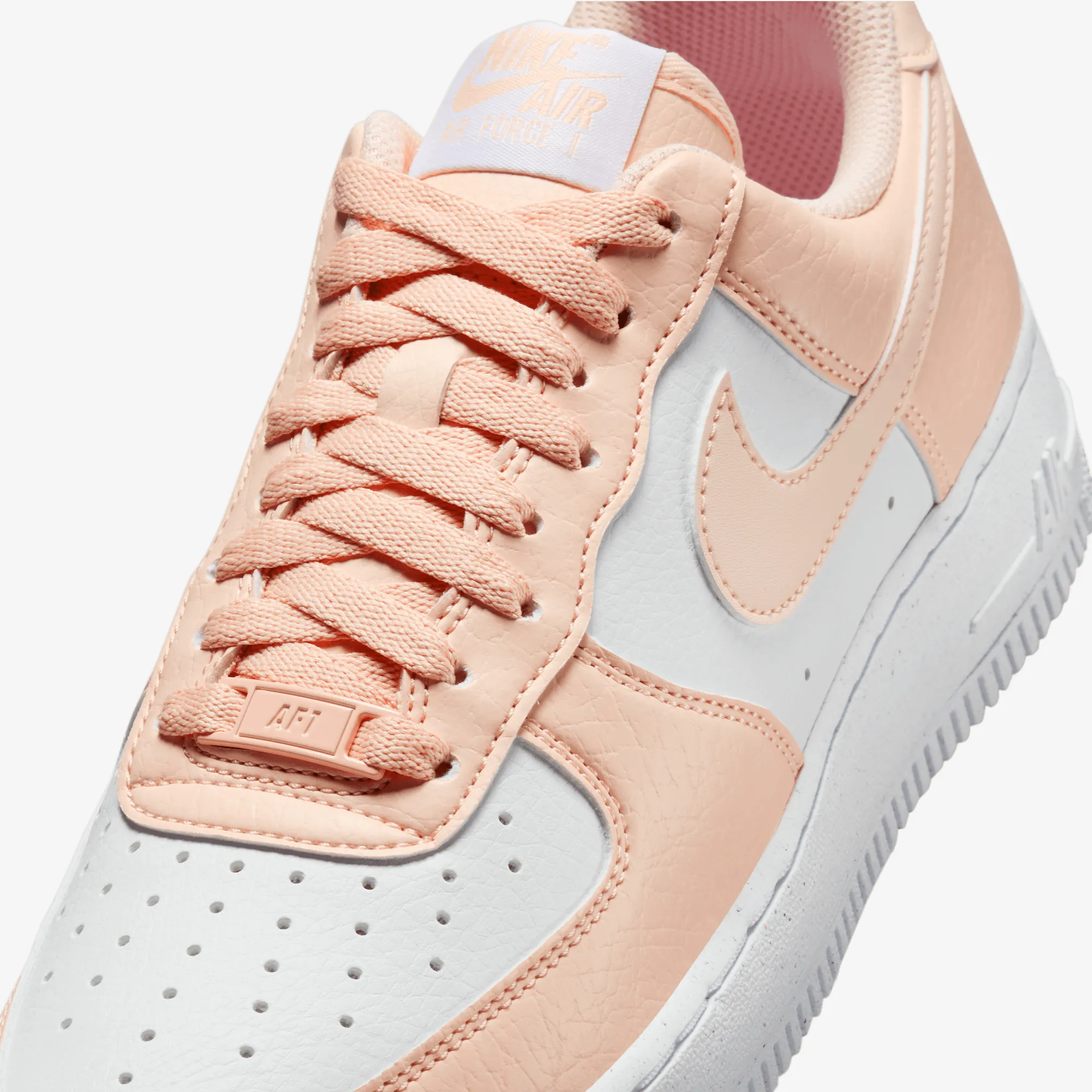 Core Motion High Rebound Midsole NIKE | AIR FORCE 1 '07 NEXT NATURE { WHITE/WASHED CORAL-WHITE