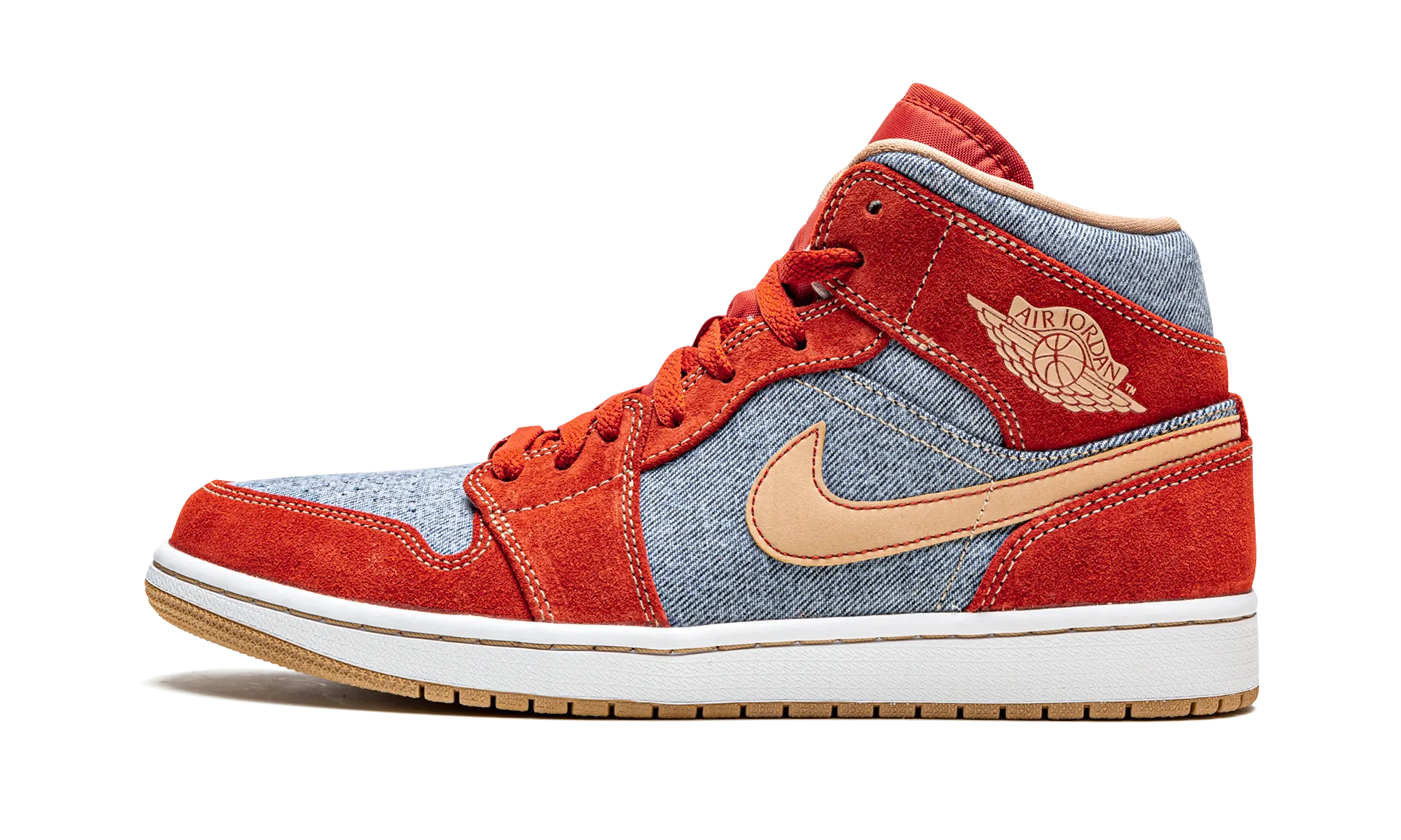 Air Jordan 1 Mid SE "Denim Red Suede" Day Out Easy Footwear