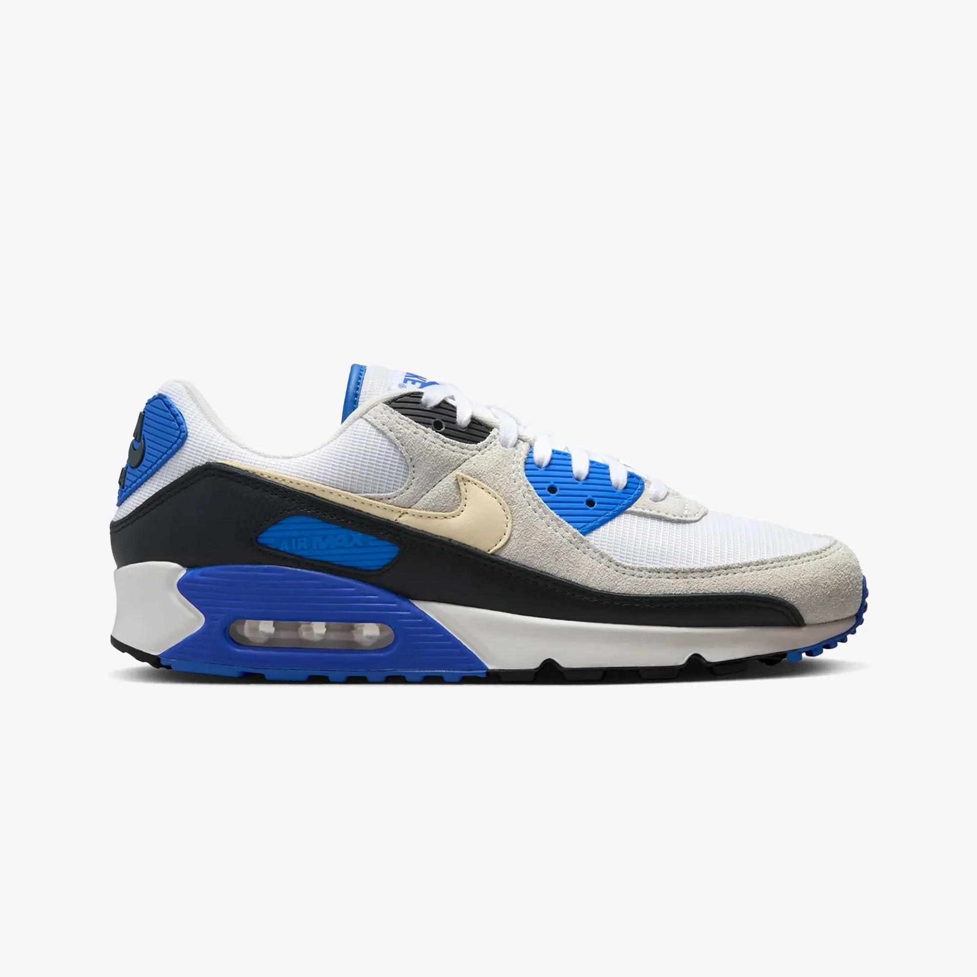 Base Support NIKE | AIR MAX 90 PREMIUM { WHITE/KHAKI-RACER BLUE-BLACK