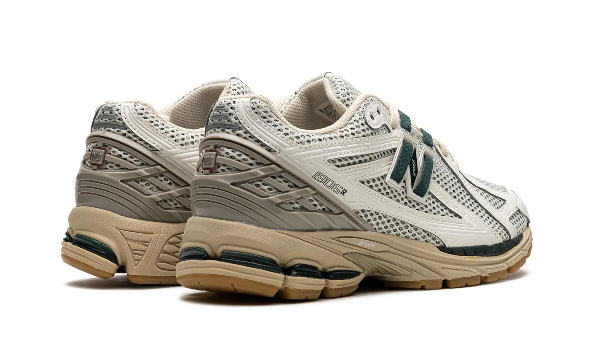 1906R "White Green Cream" running in a tunnel area shoes