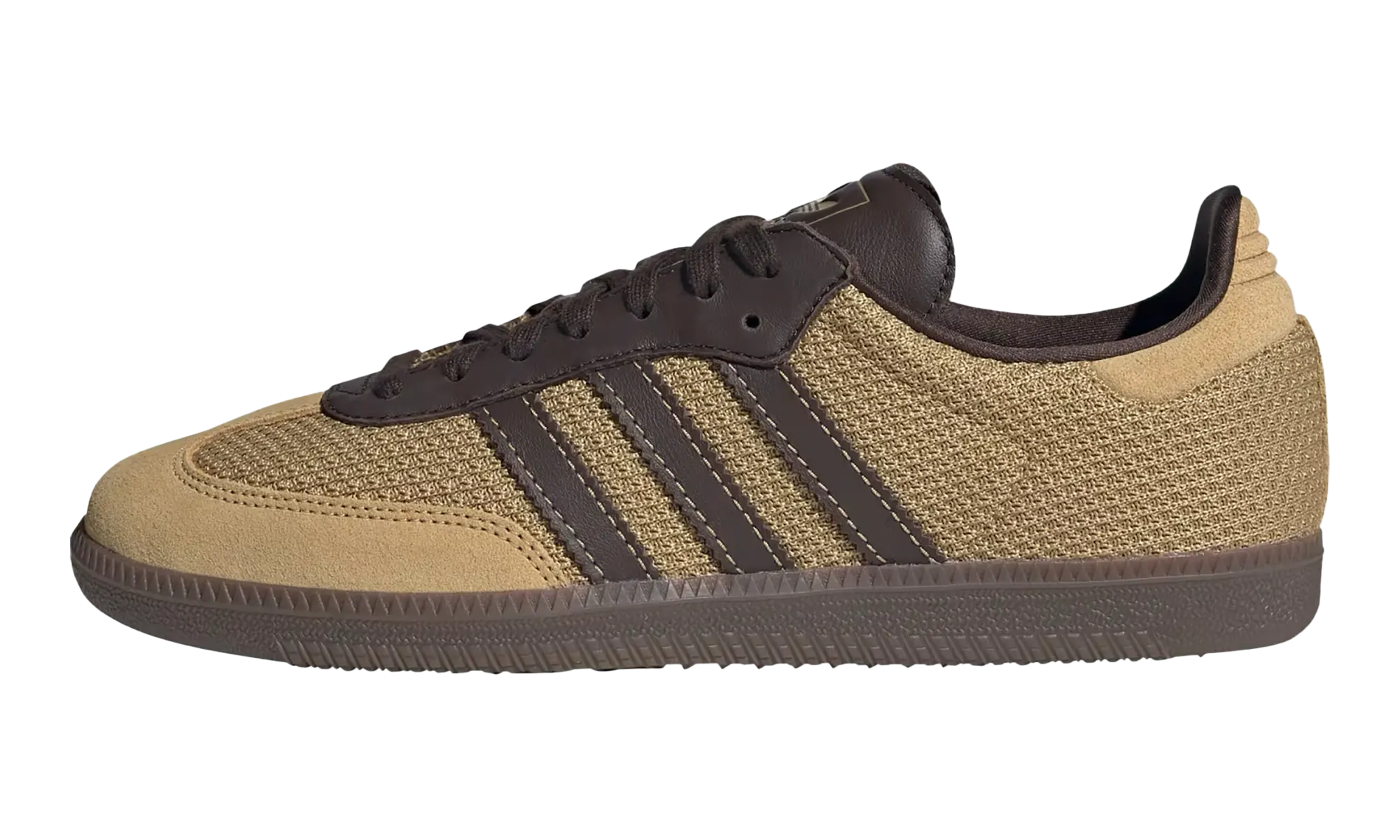 Student wear Stripe Mood SAMBA OG "Golden Beige Dark Brown"