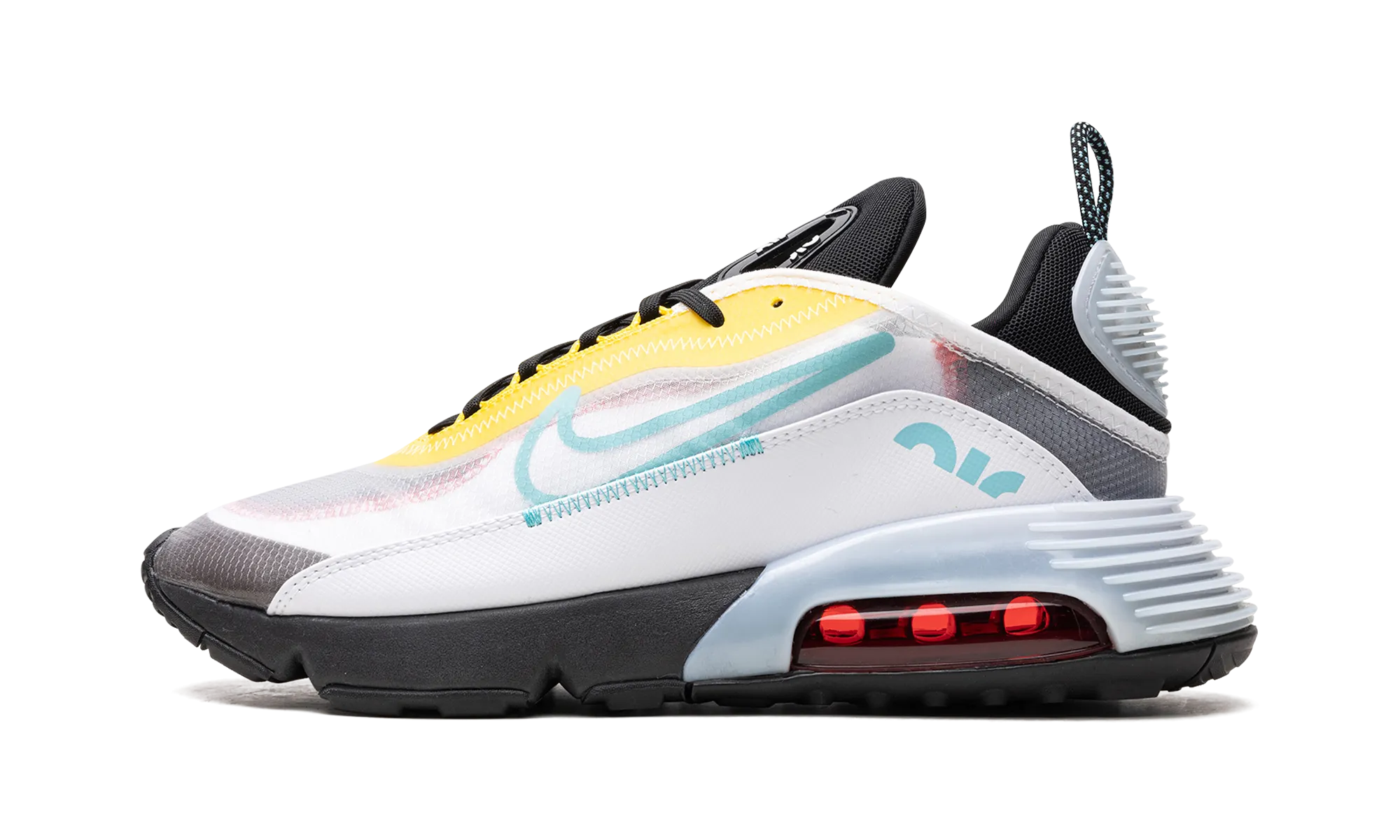 Visible features Air Max 2090 "White Speed Yellow Bleached Aqua"