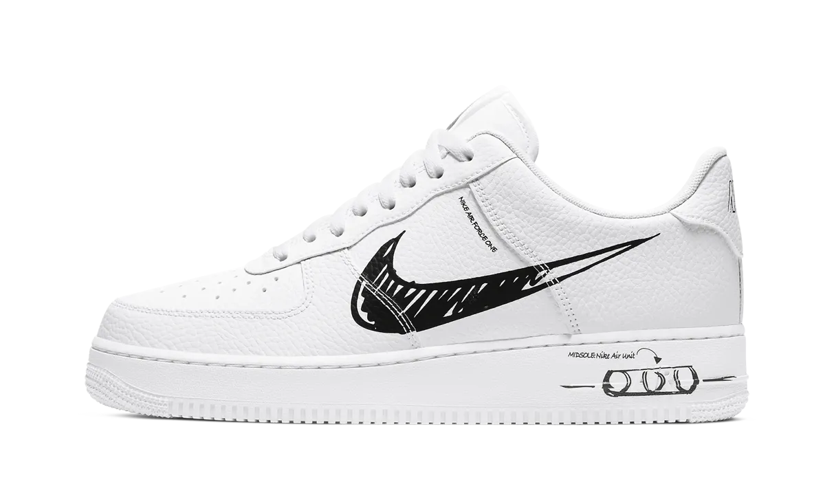 Air Force 1 Low "Sketch Pack - Black" Breathable wear Lace Up Style