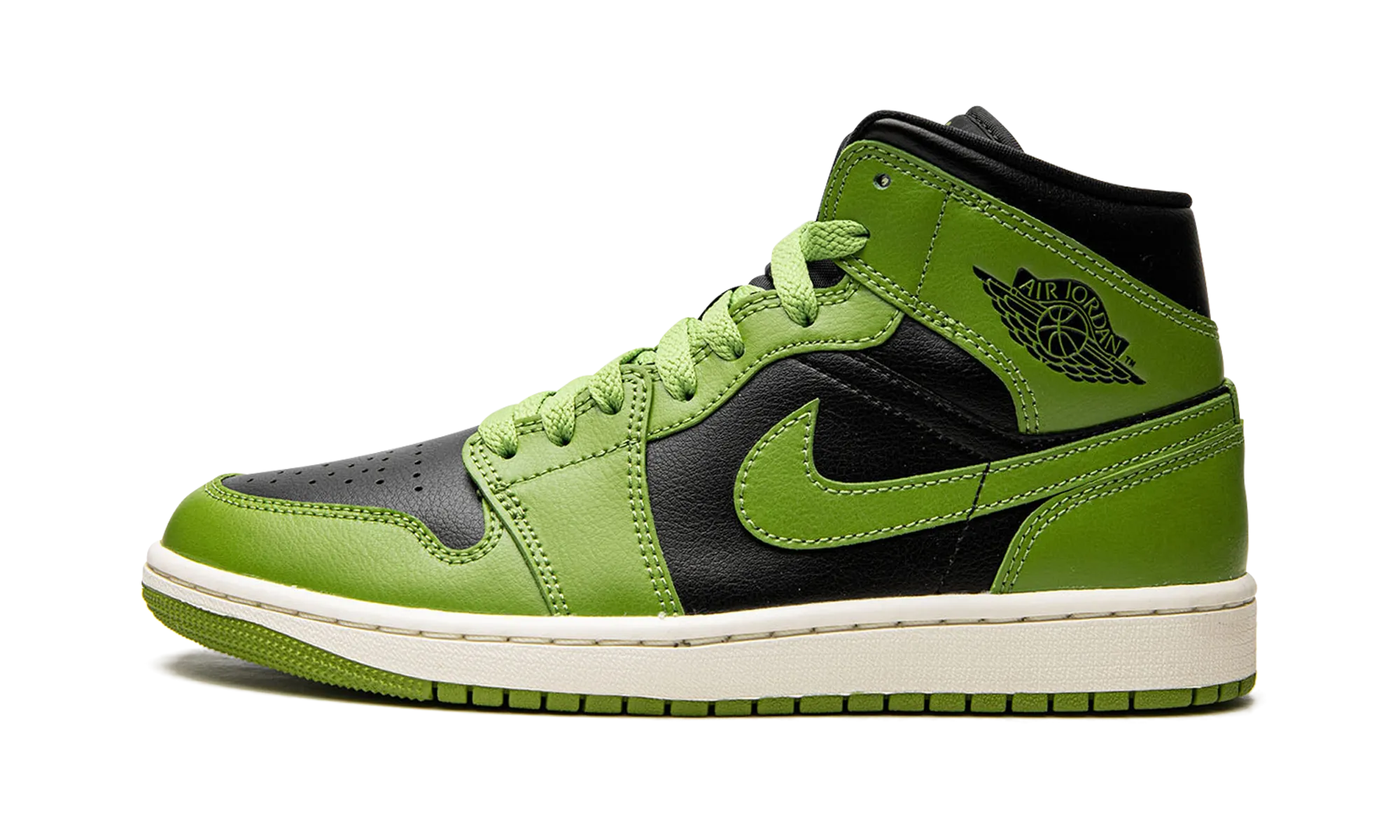 AIR JORDAN 1 MID WMNS "Altitude Green" Breathable Tongue Design Pressure Dispersion Sole
