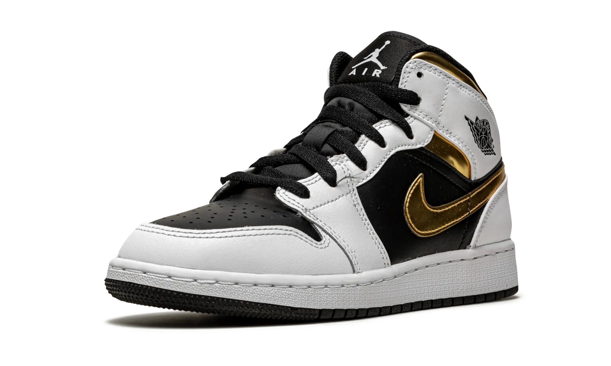 Air Jordan 1 Mid GS "White / Gold / Black" Urban Soft Step