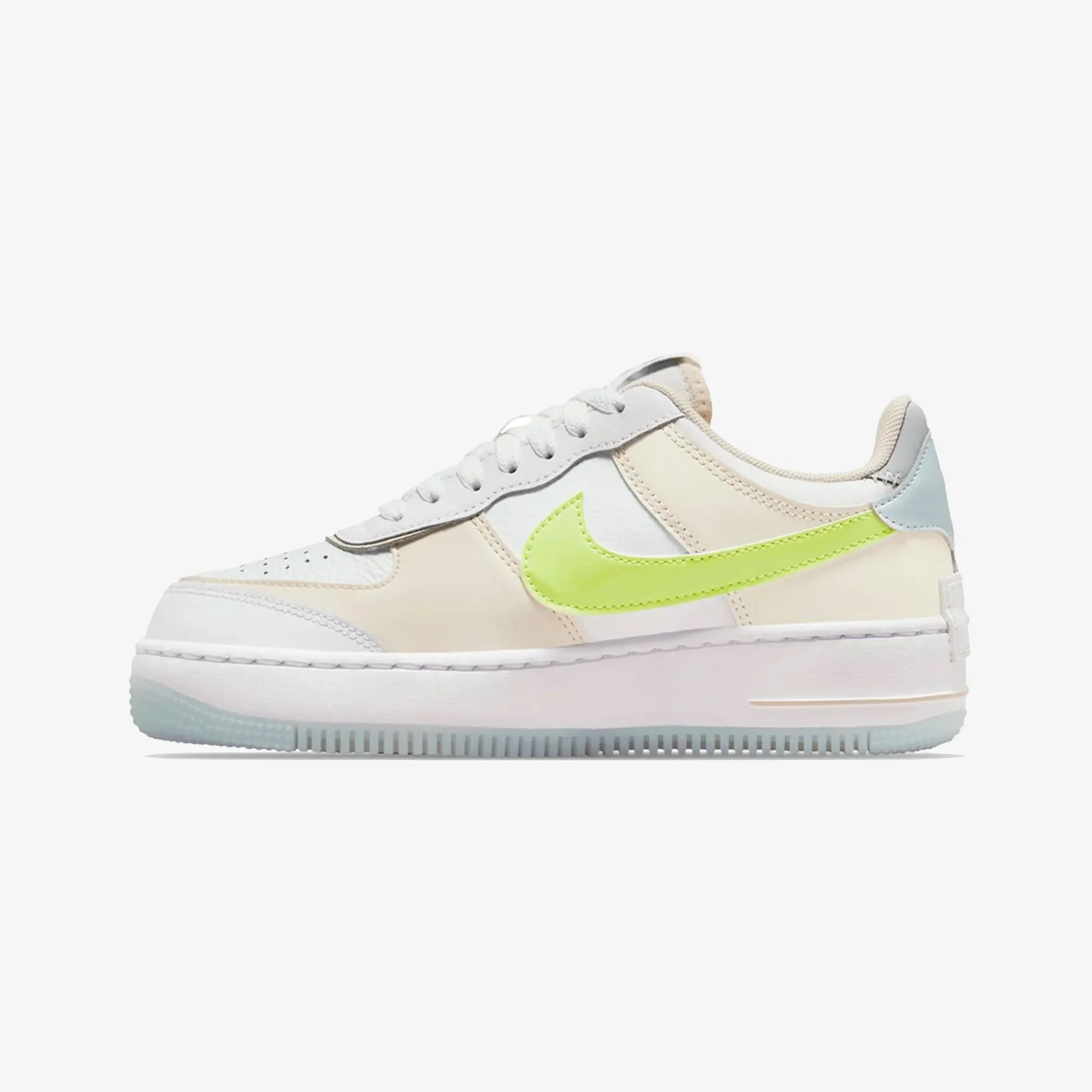 NIKE | AIR FORCE 1 SHADOW { WHITE/LT LEMON TWIST-WOLF GREY Impact Dispersing Geometries