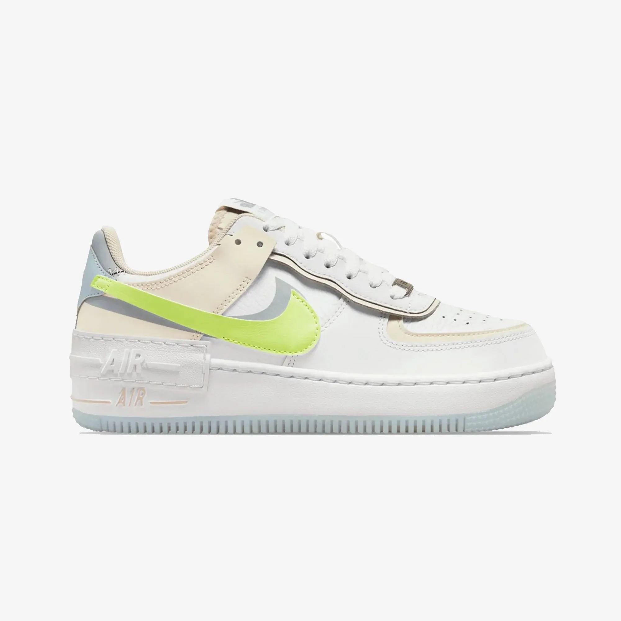 NIKE | AIR FORCE 1 SHADOW { WHITE/LT LEMON TWIST-WOLF GREY Comfort toe