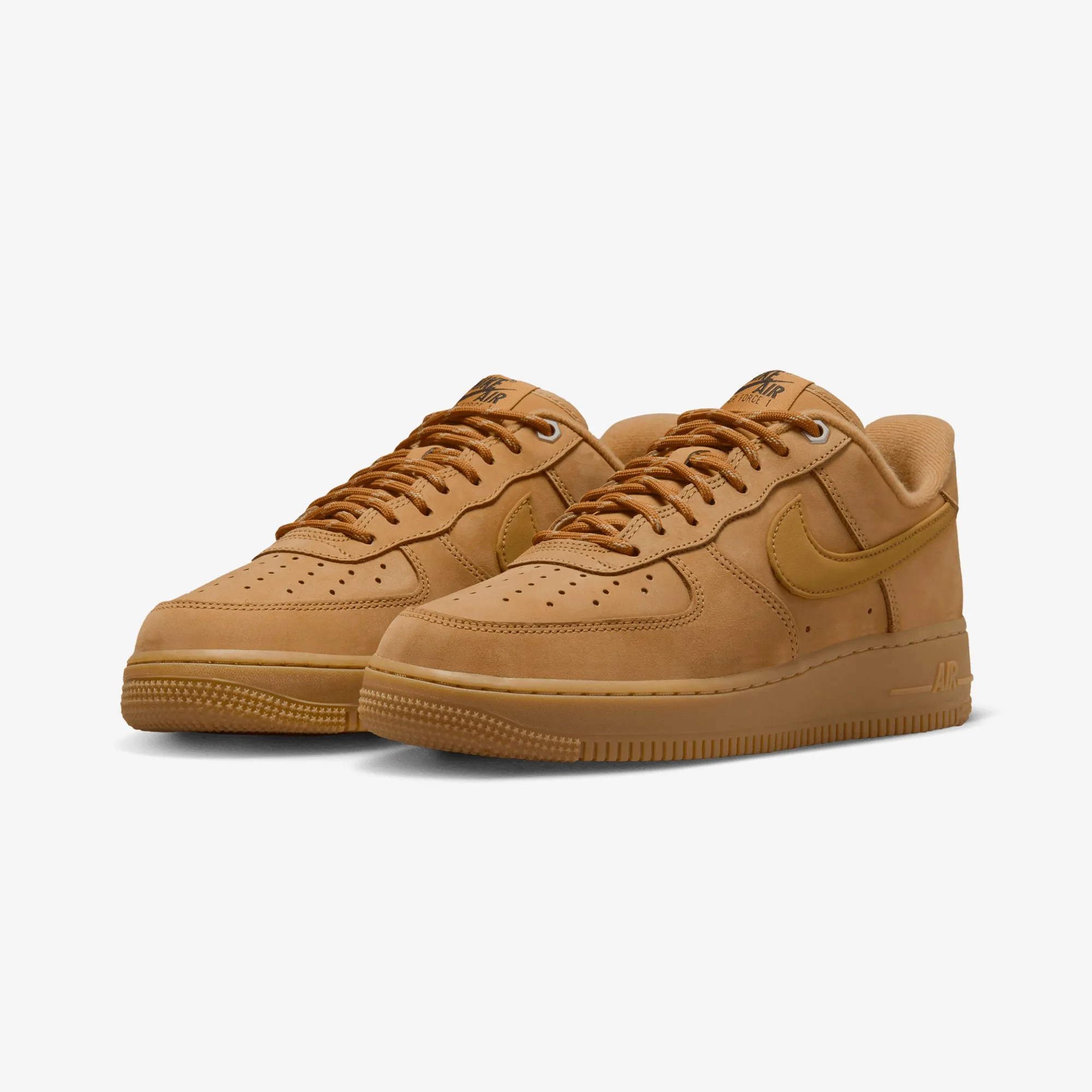NIKE | AIR FORCE 1 '07 { FLAX/WHEAT-GUM LIGHT BROWN-BLACK Heel Pad
