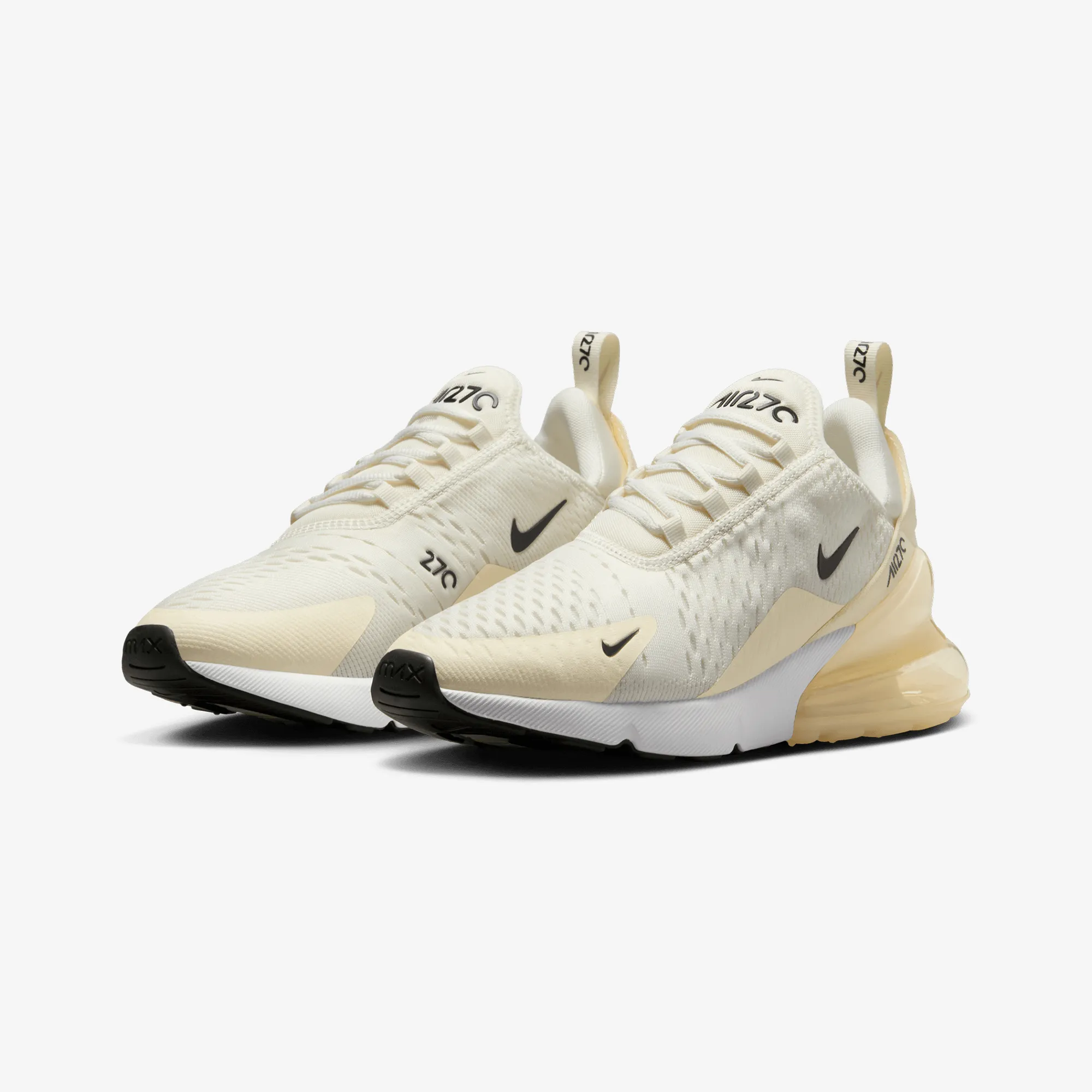 NIKE | AIR MAX 270 { SAIL/BLACK-COCONUT MILK-PALE IVORY Contoured Footbed Cushion Comfort
