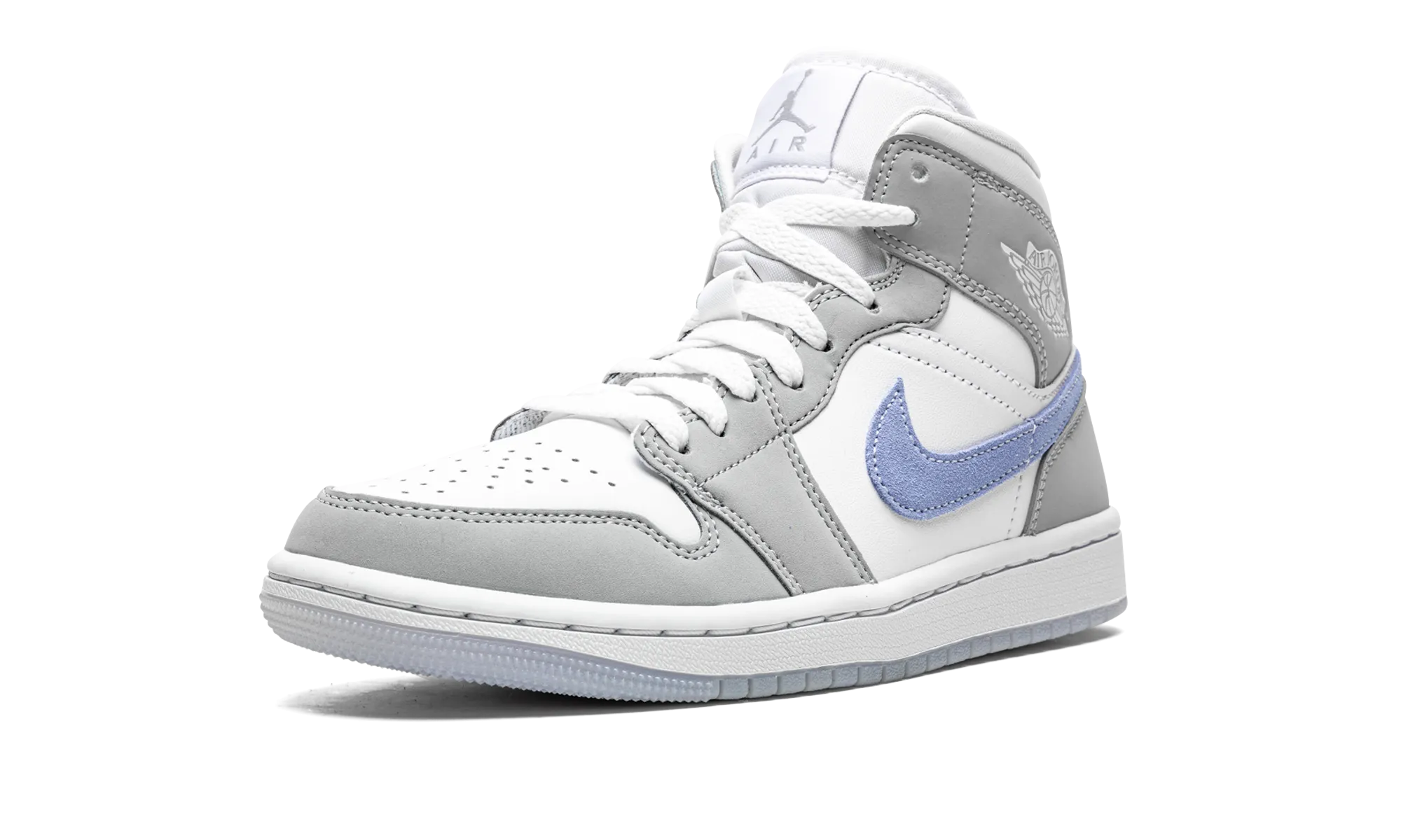 No Tie Ventilation Channel Tech AIR JORDAN 1 MID WMNS "Grey Blue"