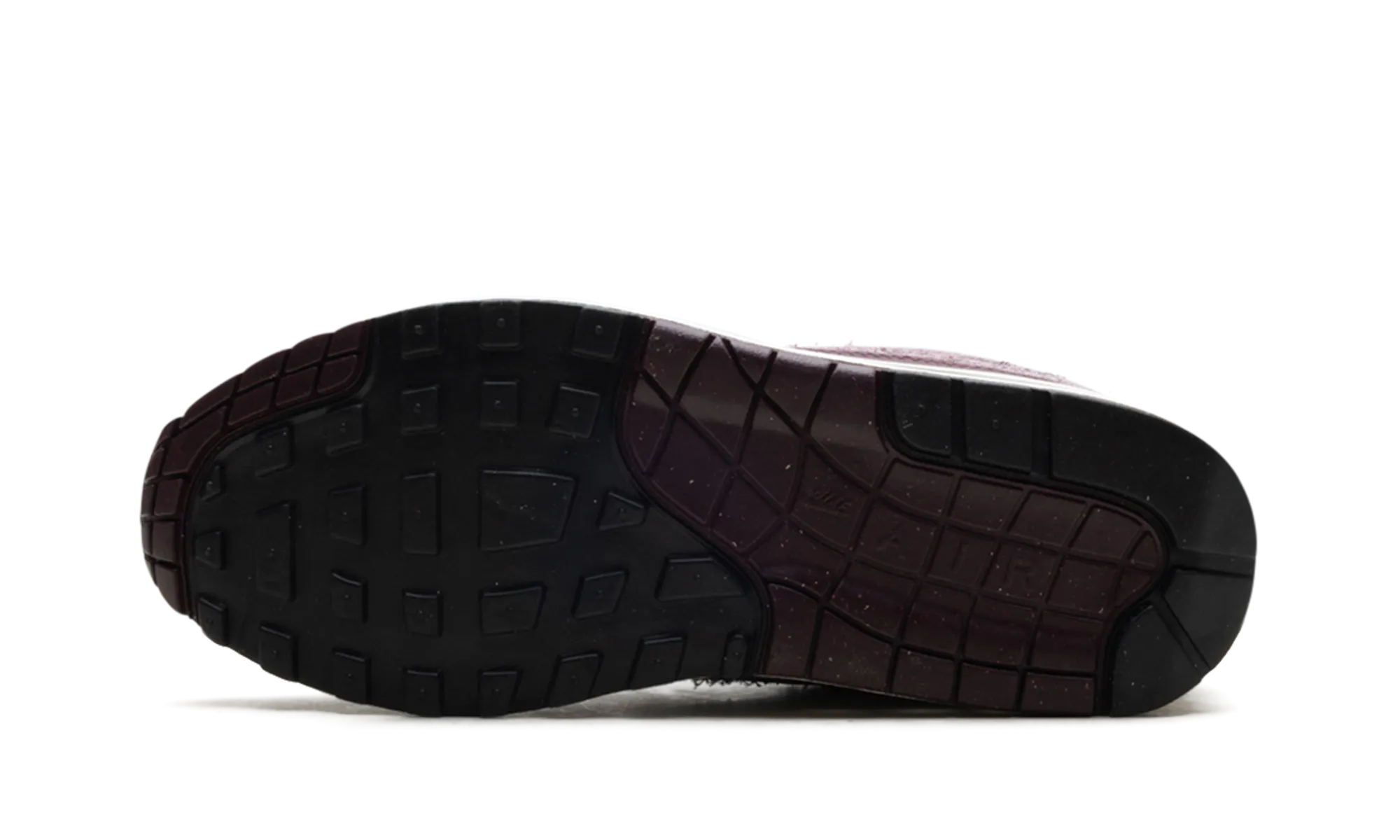 Air Max 1 ESS PRM "CEMENT GREY/BURGUNDY CRUSH" running in a beach area shoes running in a fumarole area shoes