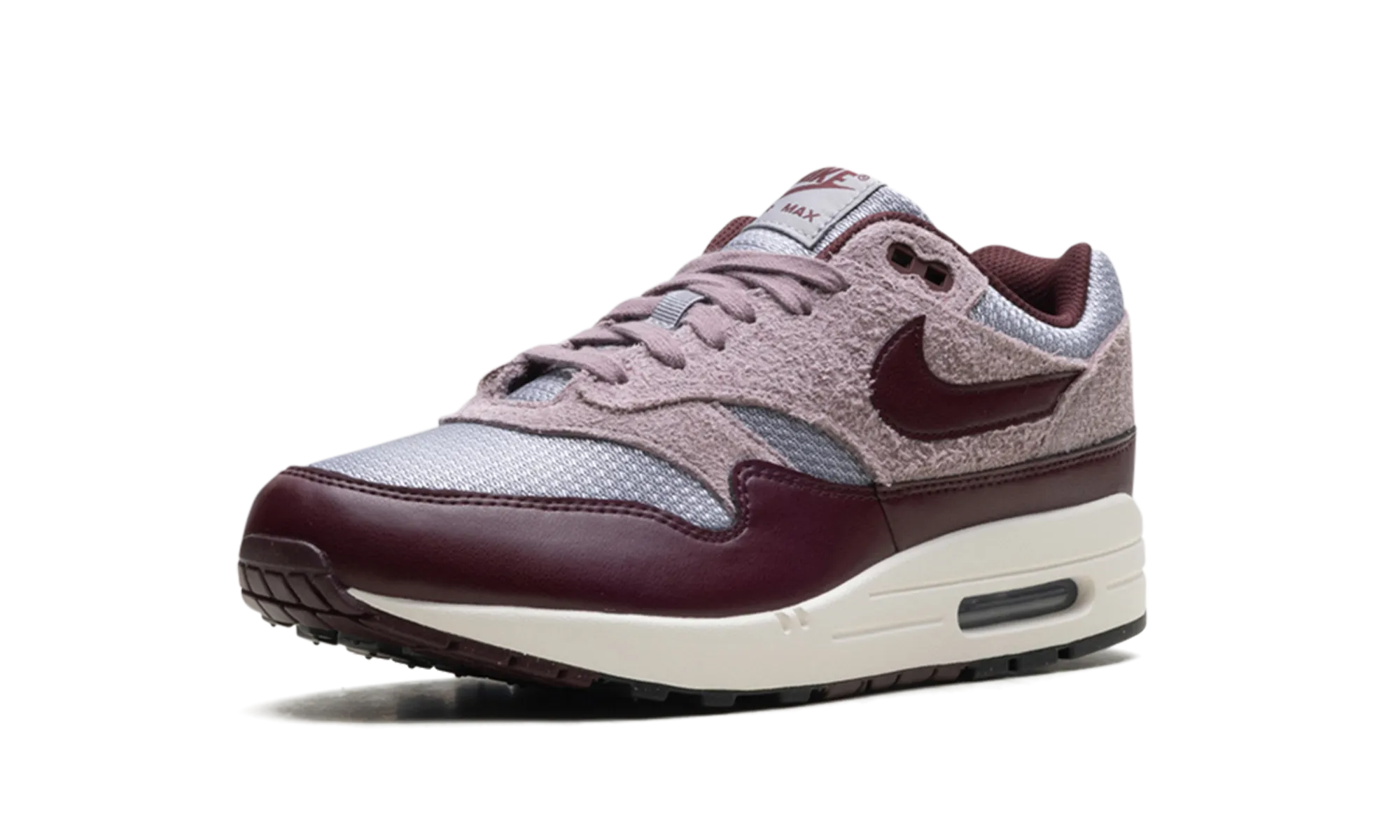 Air Max 1 ESS PRM "CEMENT GREY/BURGUNDY CRUSH" skiing shoes track shoes substitute