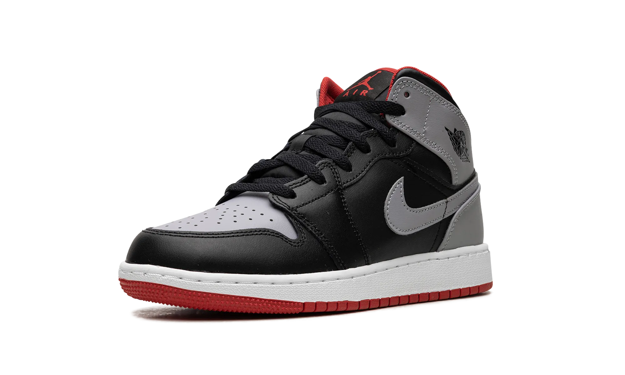 AIR JORDAN 1 MID GS "Black Grey Red" Trail Comfort