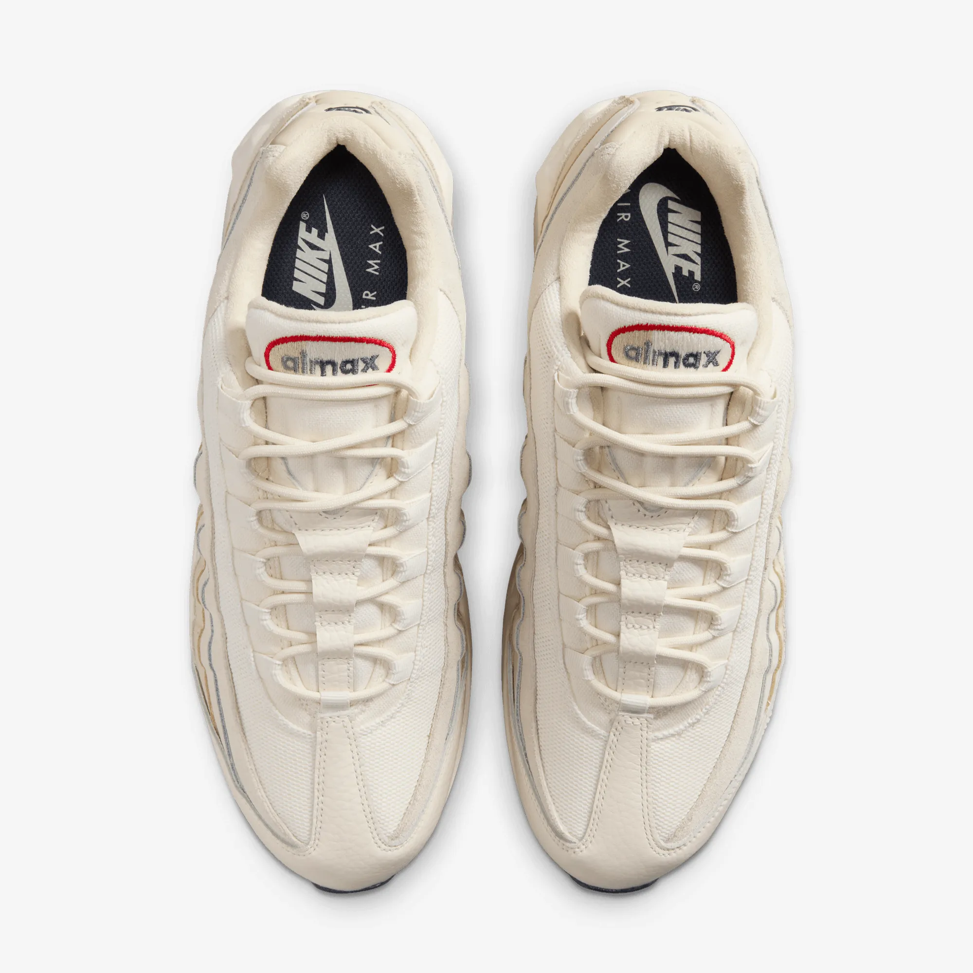 Nike | AIR MAX 95 OG  { PALE IVORY/UNIVERSITY RED-LT KHAKI-SAIL Low   Top Style All   Day Wear