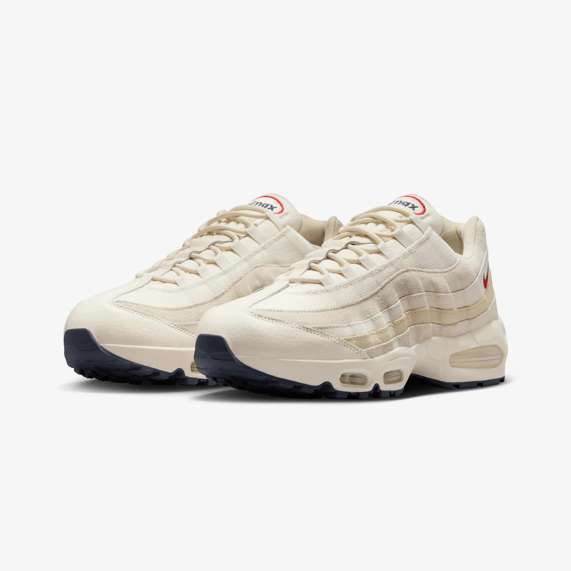 Nike | AIR MAX 95 OG  { PALE IVORY/UNIVERSITY RED-LT KHAKI-SAIL Outing Fit understated look