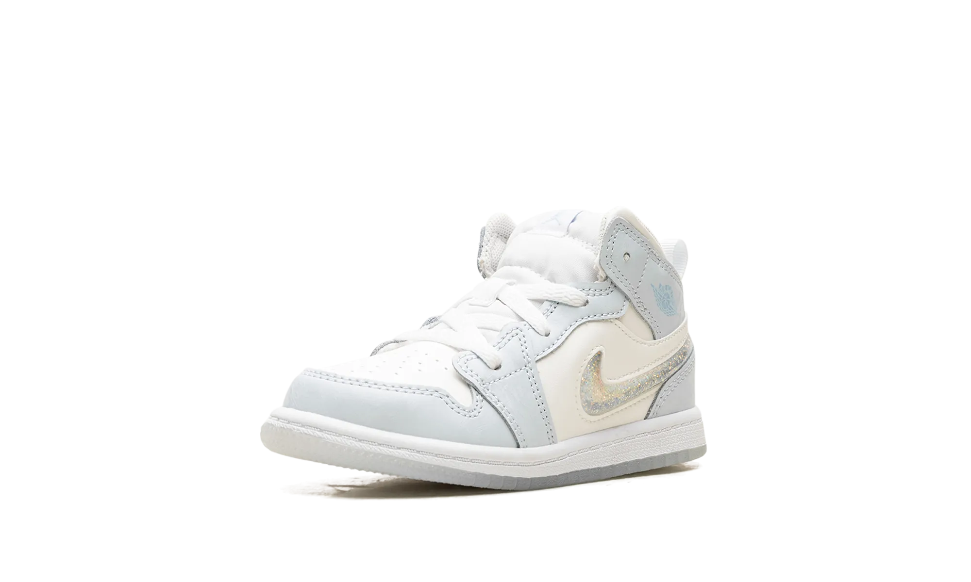 Air Jordan 1 Mid TD "Glitter Swoosh" Breathable Jacquard Weave Easy to Wear