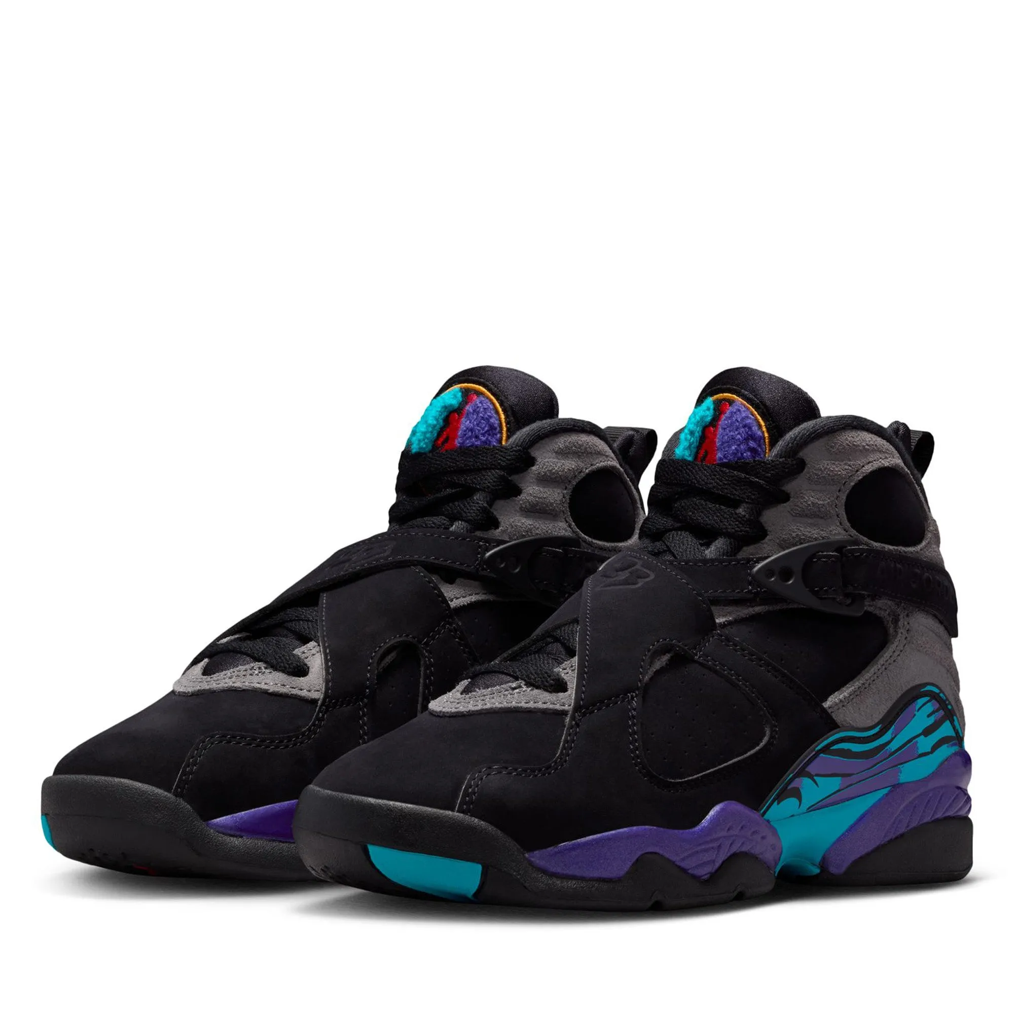 Comfort Layers Air Jordan 8 Retro 'Aqua' (GS) - Black/Multi