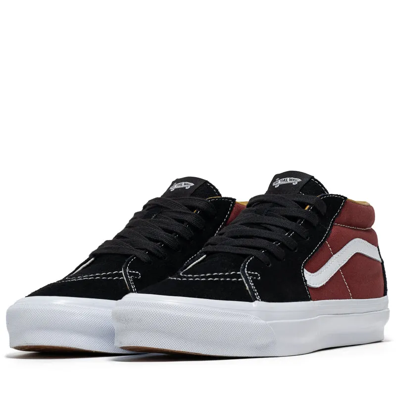 Multi Density Slip Resistant Tread Vans Sk8-Mid Reissue 83 LX - Black/Russet Maroon