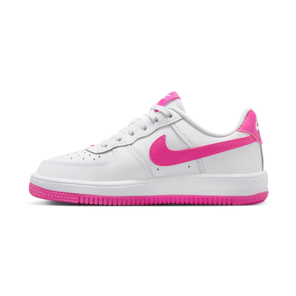 Glam silhouette Nike Force 1 Low 'White Laser Fuchsia' Little Kids' Shoes